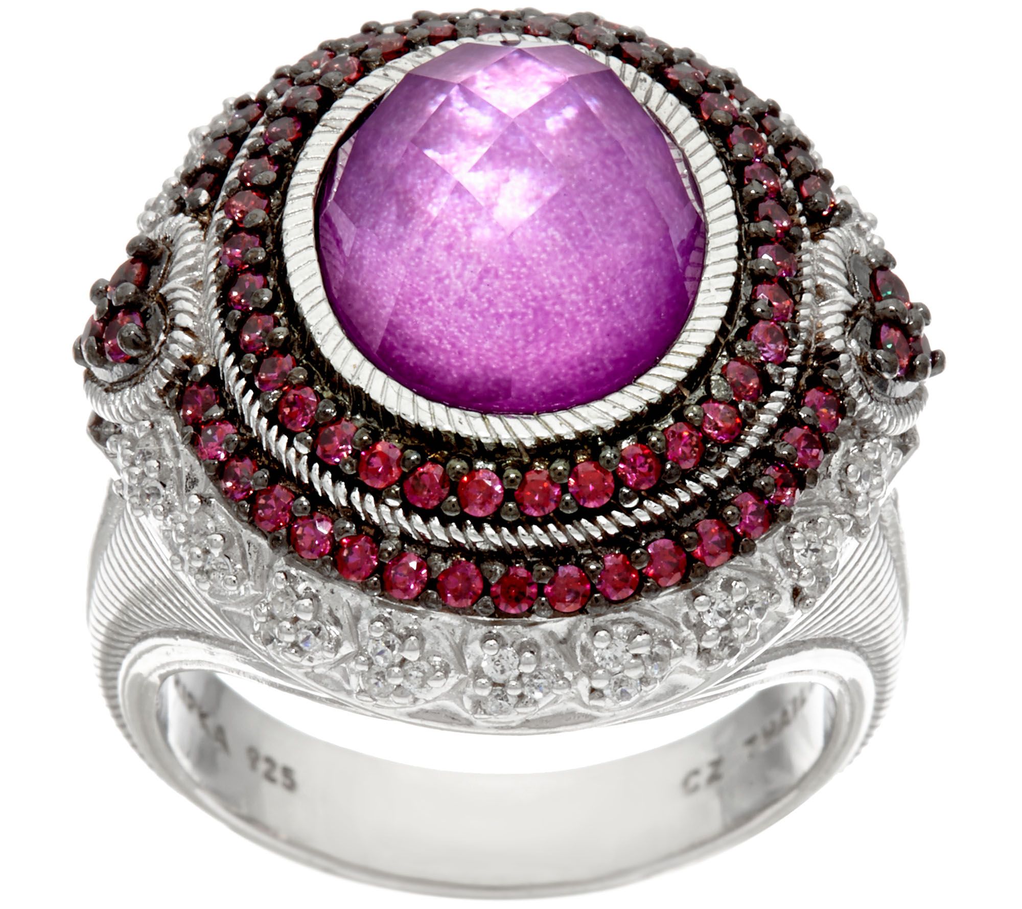 Judith Ripka Sterling Raspberry Mother of Pearl Doublet Ring - Page 1 ...