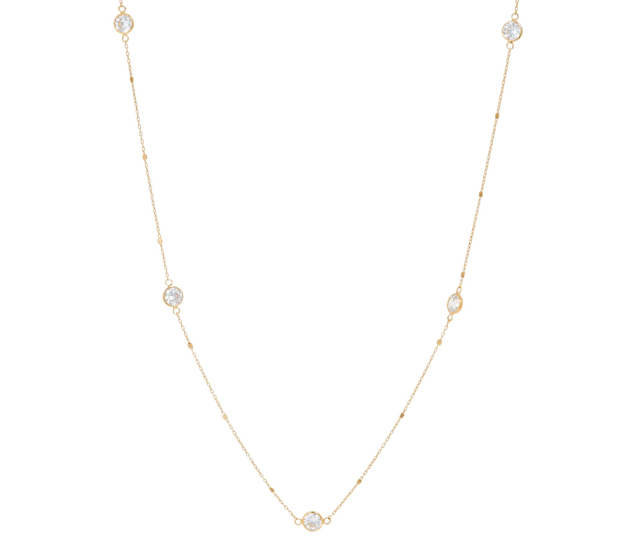 Diamonique By The Yard Necklace, 14K Gold - Page 1 — QVC.com