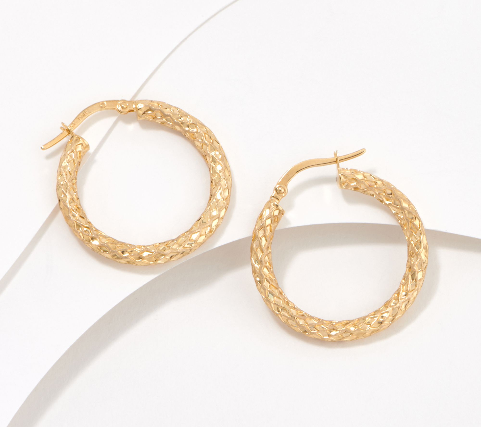 Mia Diamonds 10k Yellow Gold Patterned Hollow Hoop Earrings 18mm x 17mm