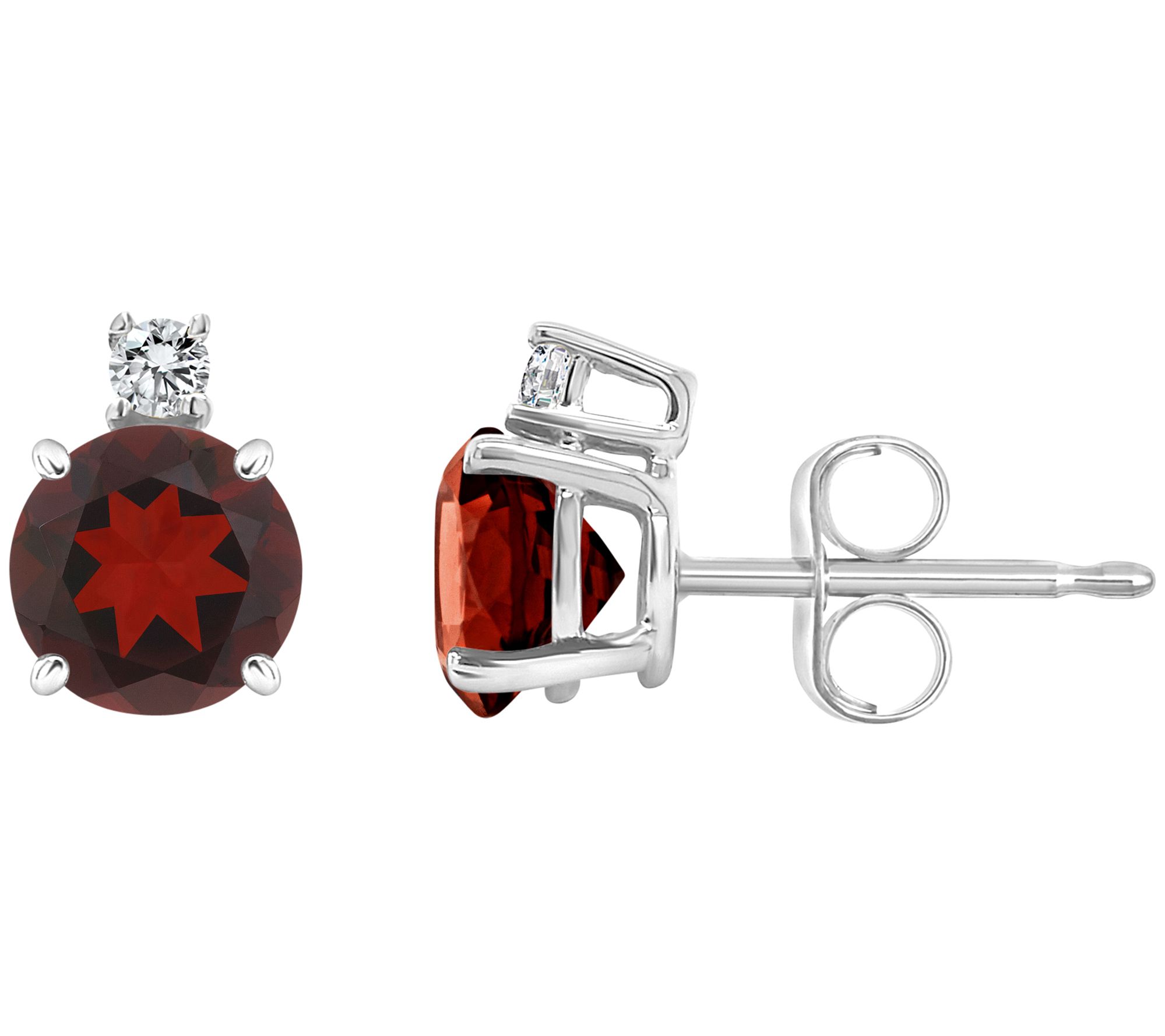 14K Gold 1.30 cttw Garnet & Diamond Accent Stud Earrings