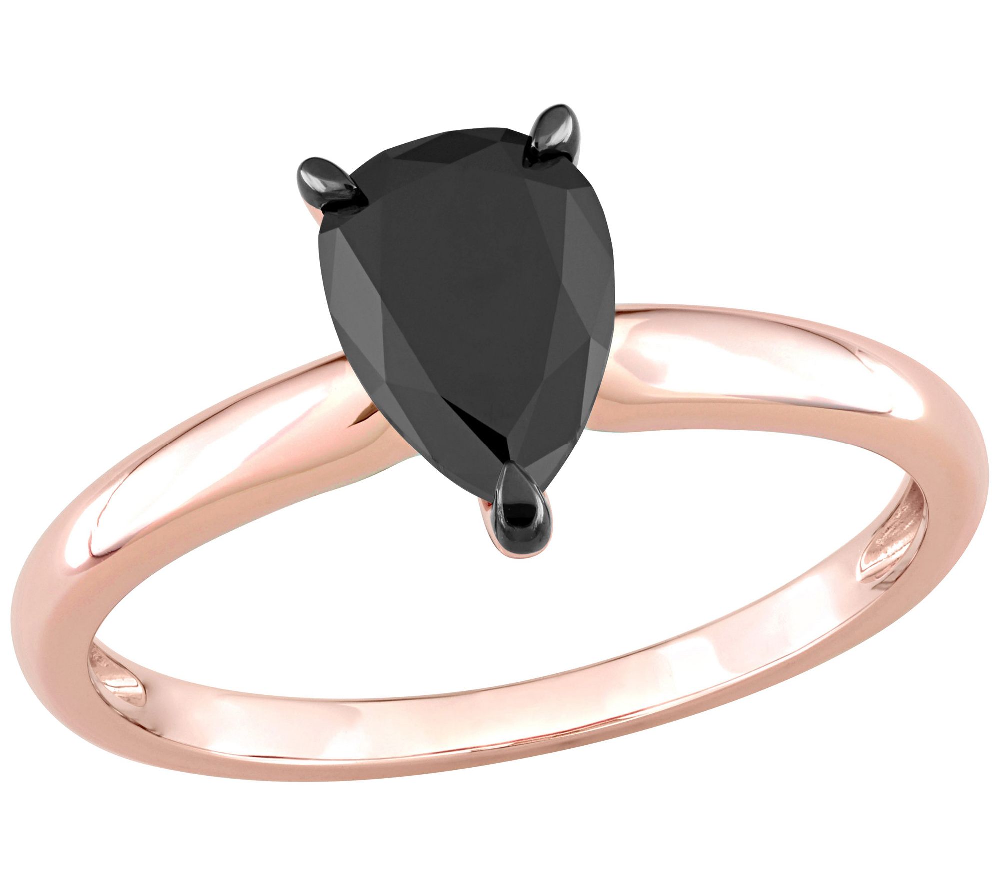 14K Rose Gold Black Diamond Pear Shaped Ring