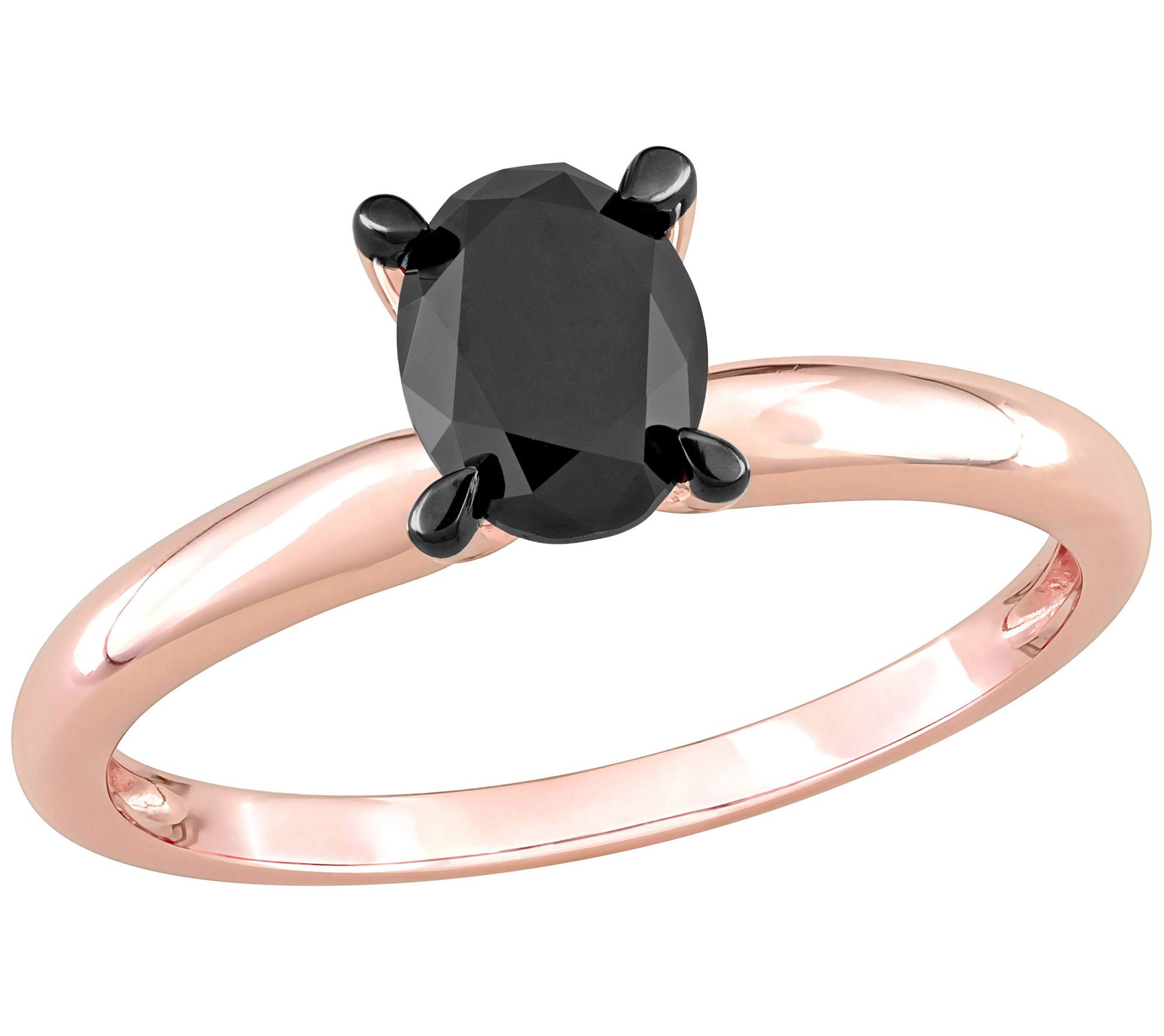 ●ONE BRILLIANT● AuraOB543Black 5009360799 Affinity 1.00 cttw Black Diamond Ring, 14K R ose Gold - QVC.com