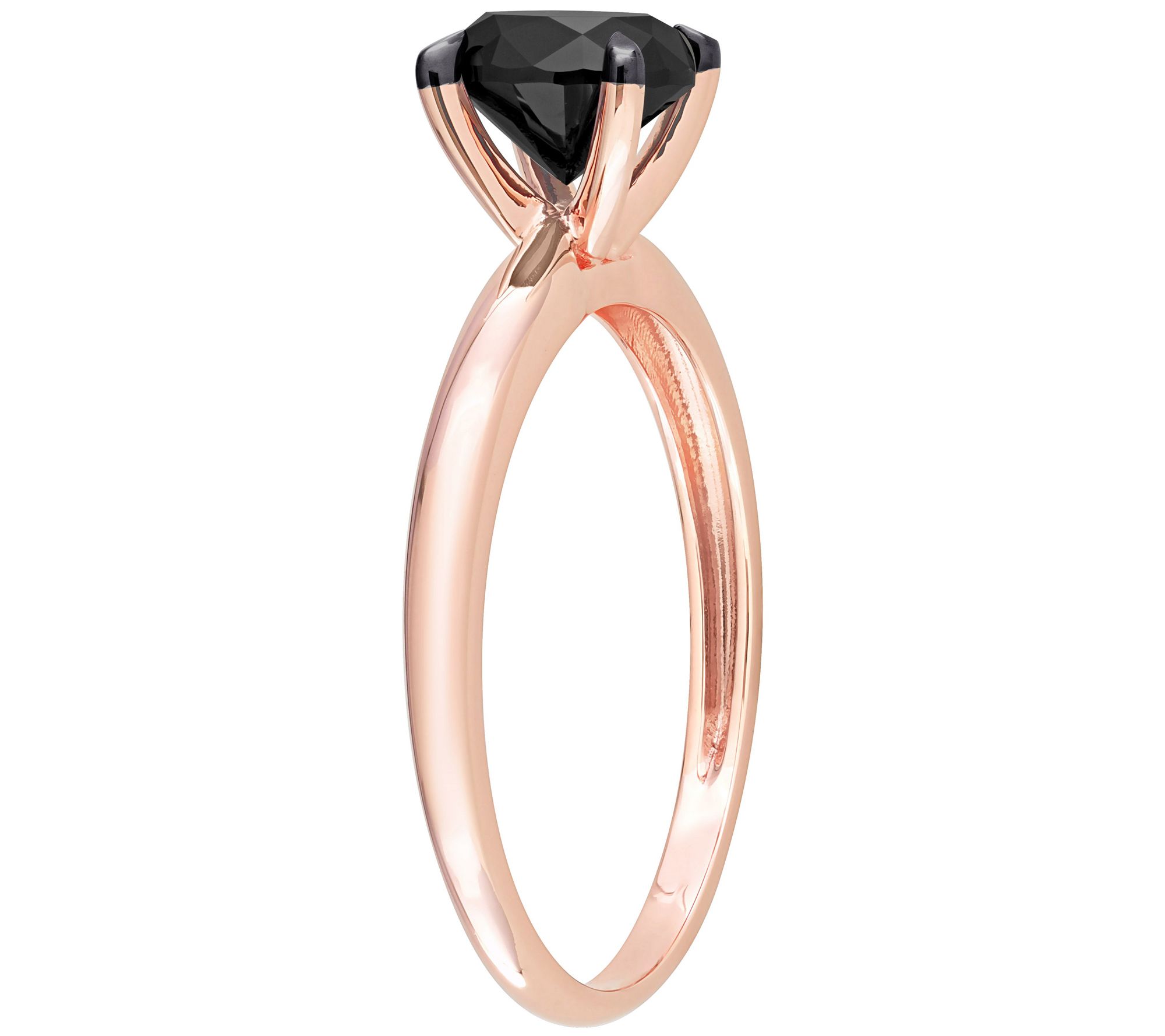 ●ONE BRILLIANT● AuraOB543Black 5009360799 Affinity 1.00 cttw Black Diamond Ring, 14K R ose Gold - QVC.com