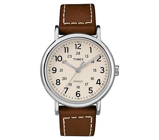 Timex Men's Weekender Brown Leather Strap Analog Watch
