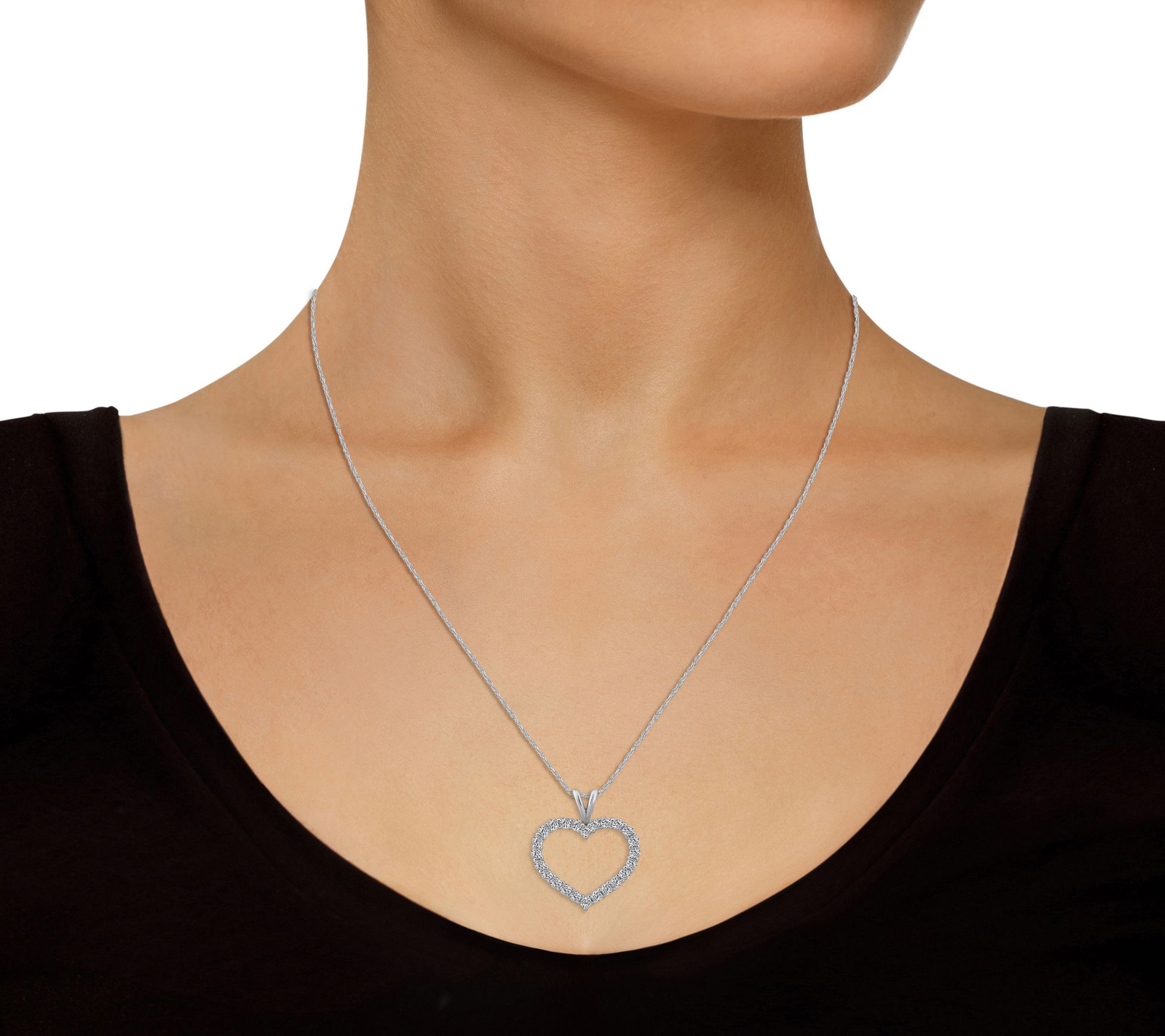 Affinity 0.75 cttw Diamond Heart Pendant w/ Chain, 14K Gold