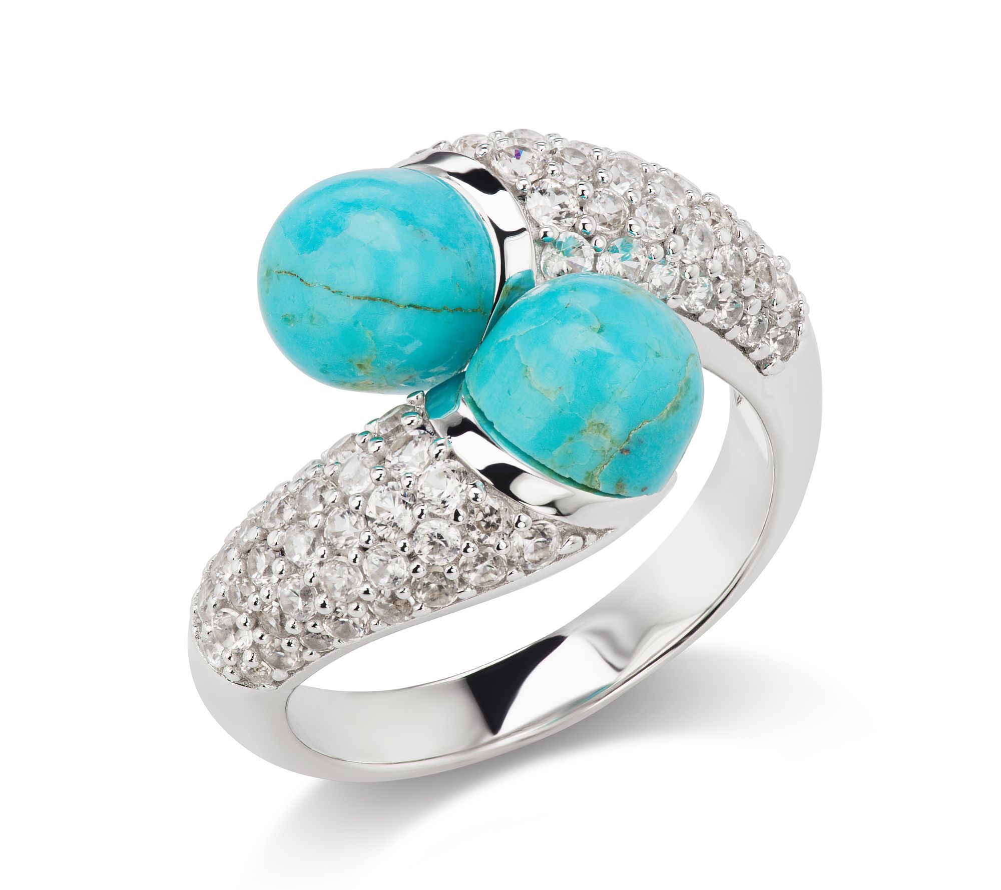 Generation Gems Sterling Silver Turquoise Bypass Ring - QVC.com