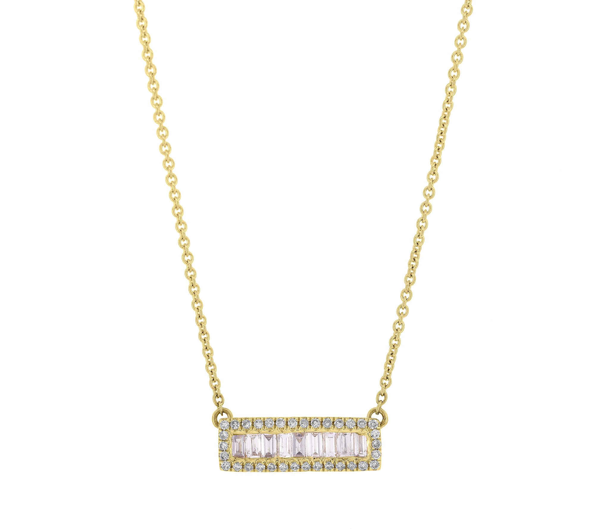 Affinity 0.40 cttw Diamond Baguette Bar Necklac e, 14K Gold