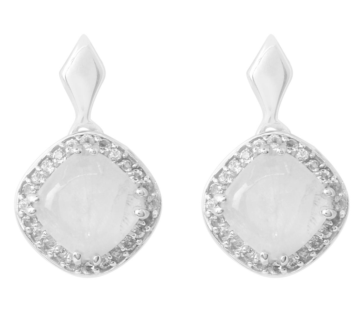 Sterling Silver Rainbow Moonstone & White T opaz Earrings