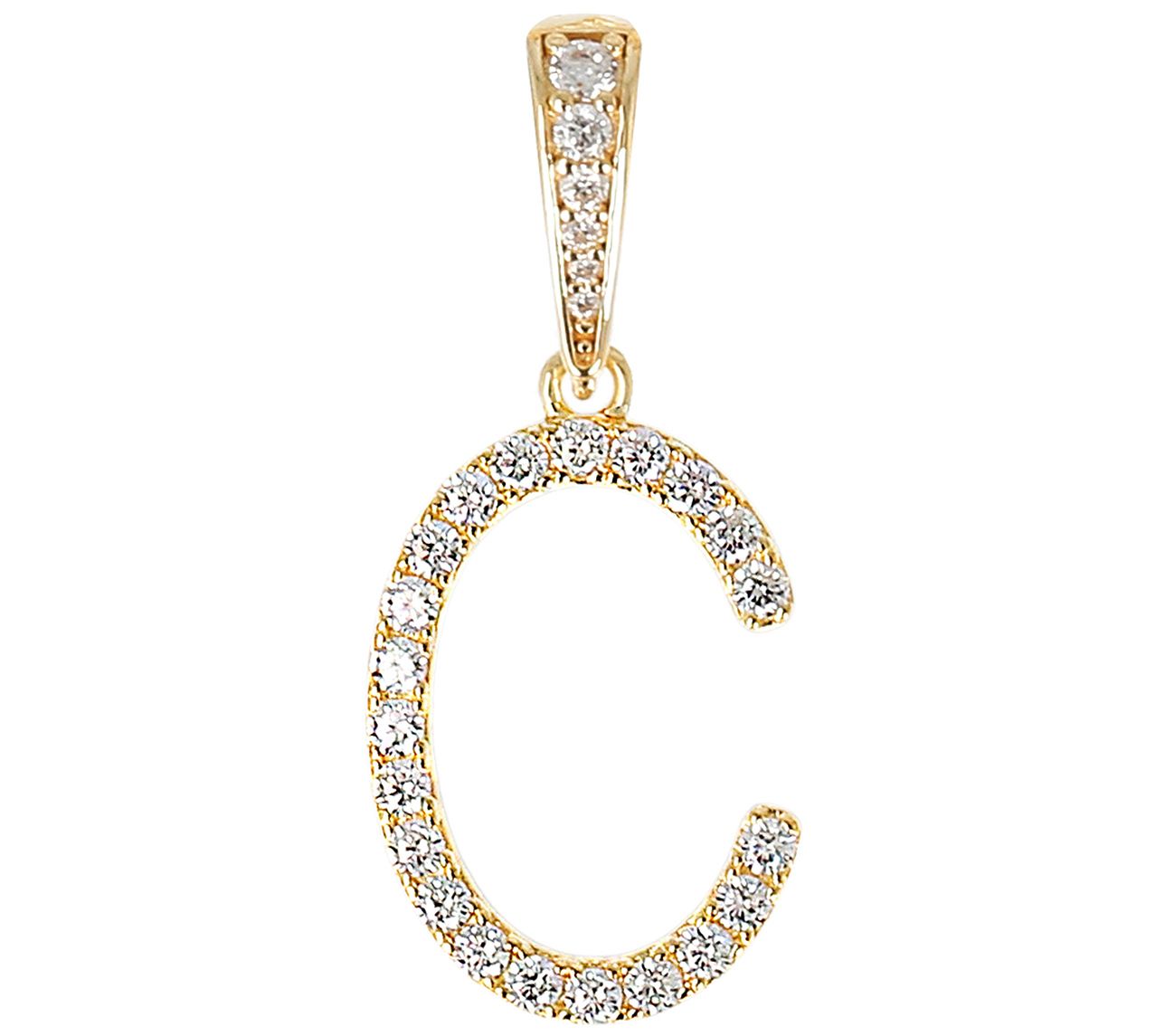 Diamonique Bold Initial Enhancer Pendant, 14K Gold Clad