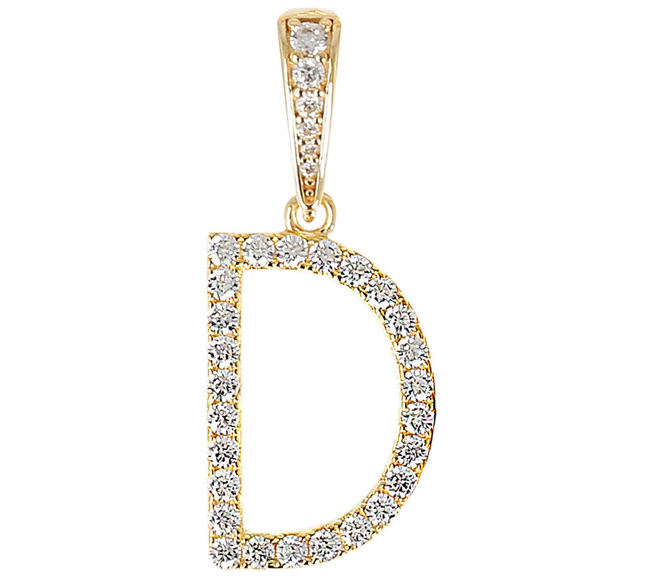 Diamonique Bold Initial Enhancer Pendant, 14K Gold Clad