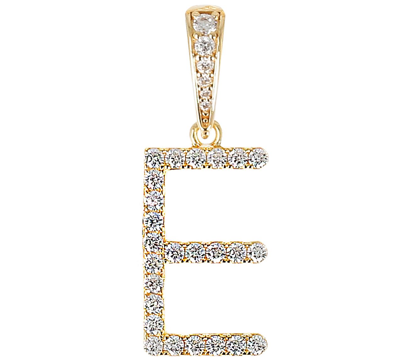 Diamonique Bold Initial Enhancer Pendant, 14K Gold Clad