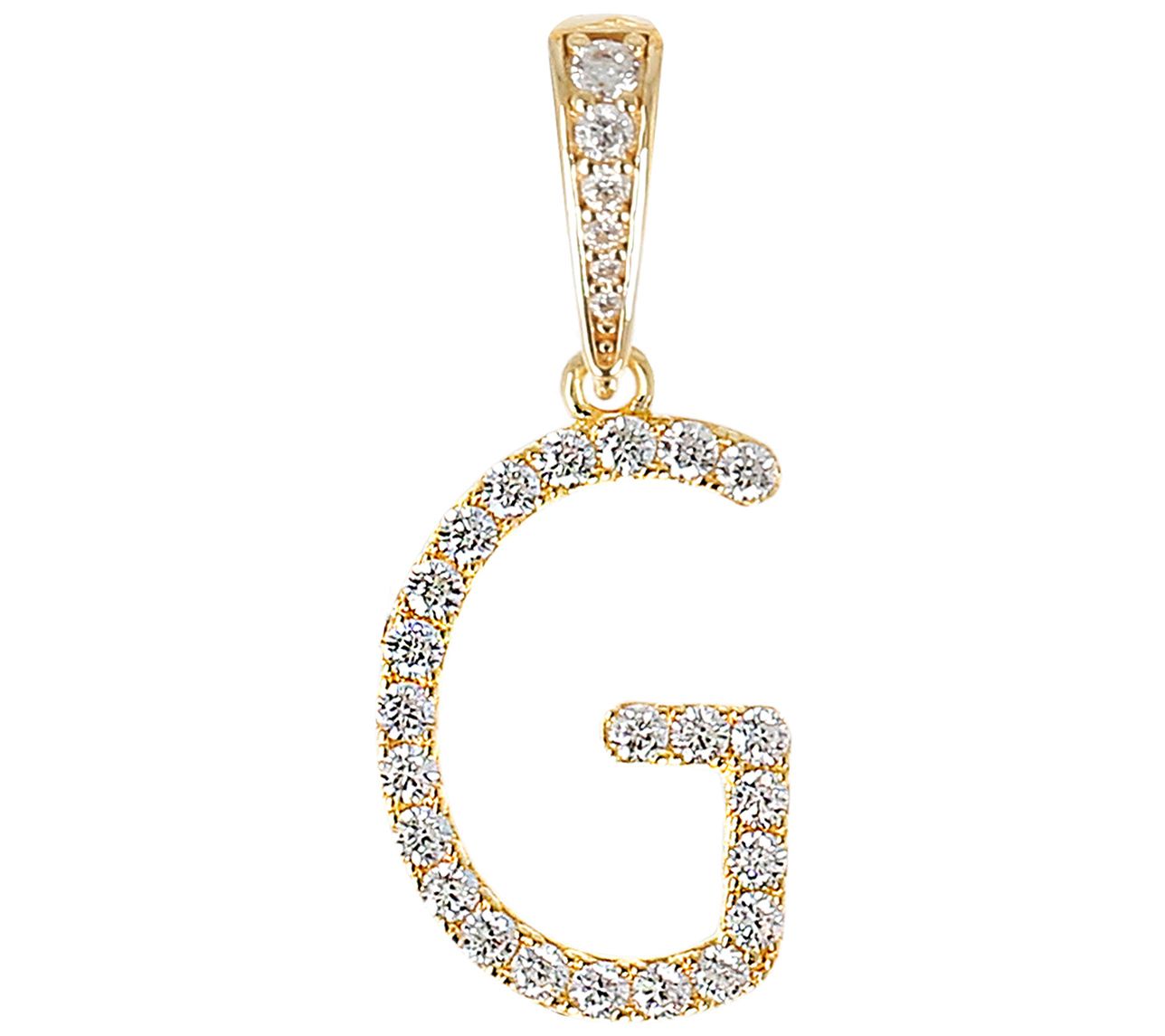 Diamonique Bold Initial Enhancer Pendant, 14K Gold Clad