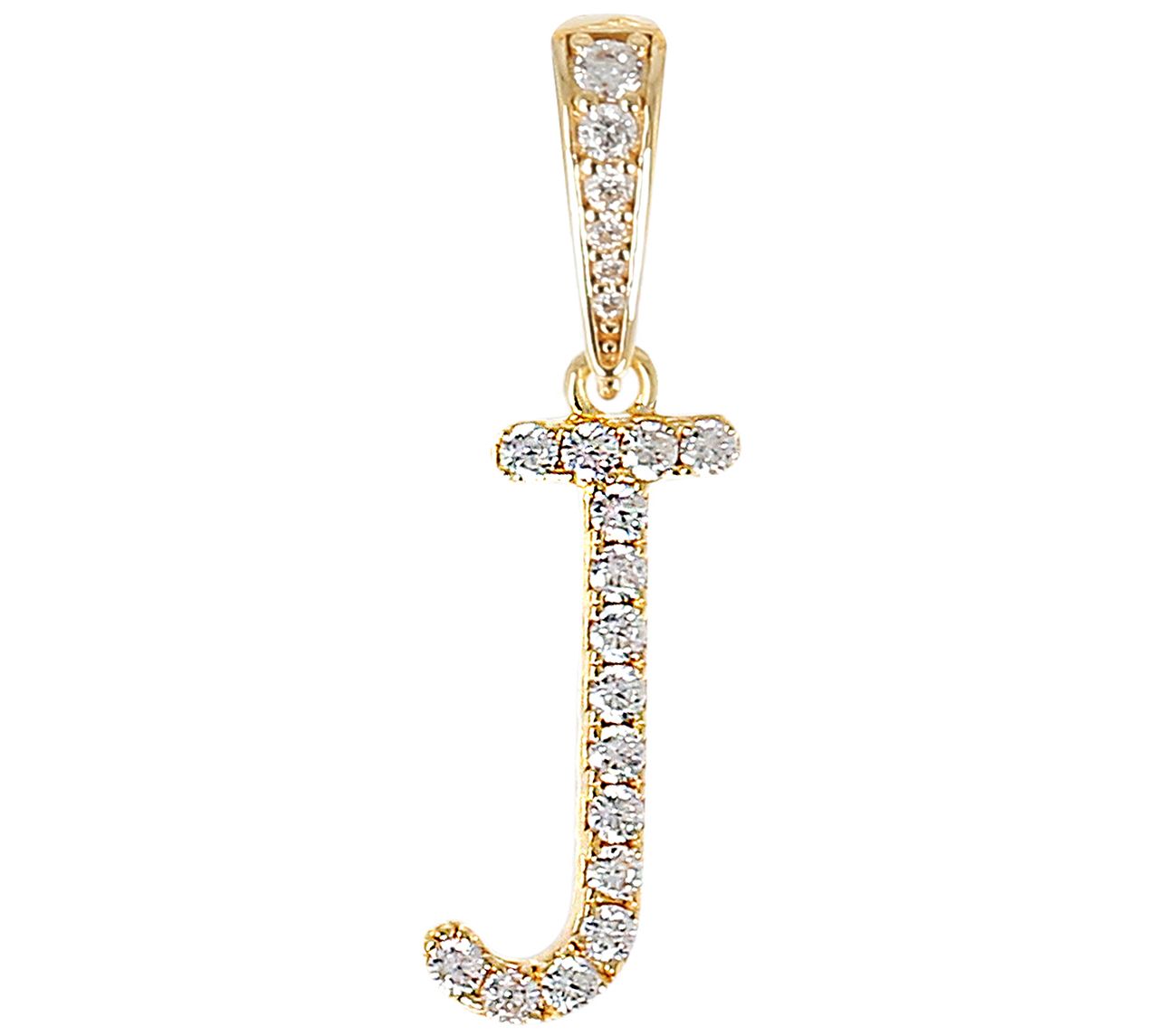 Diamonique Bold Initial Enhancer Pendant, 14K Gold Clad