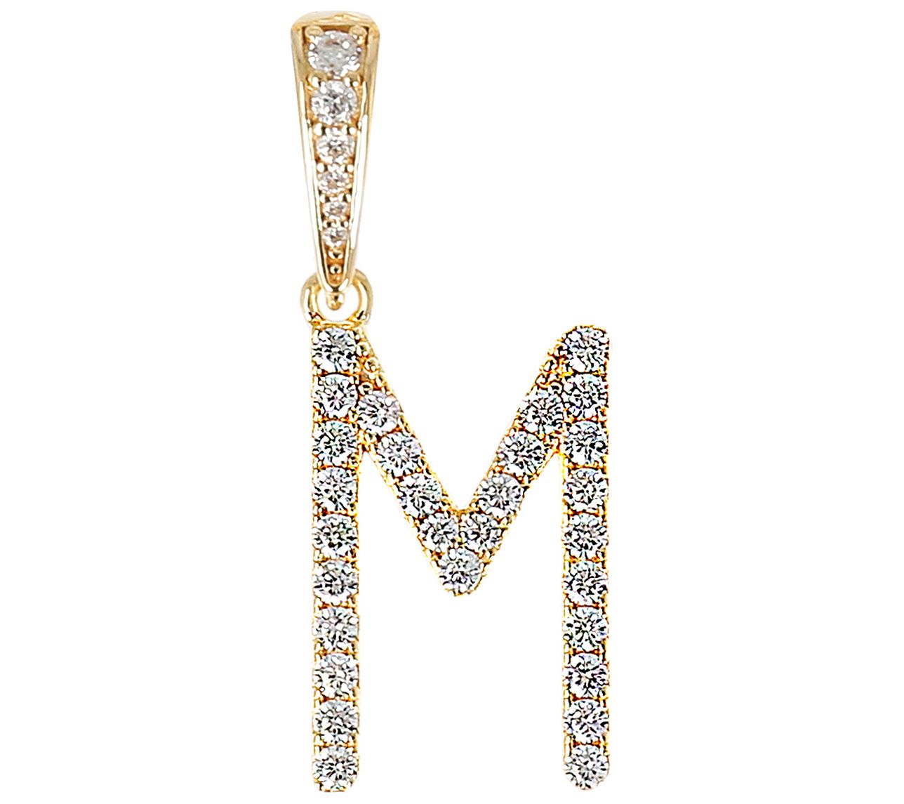 Diamonique Bold Initial Enhancer Pendant, 14K Gold Clad