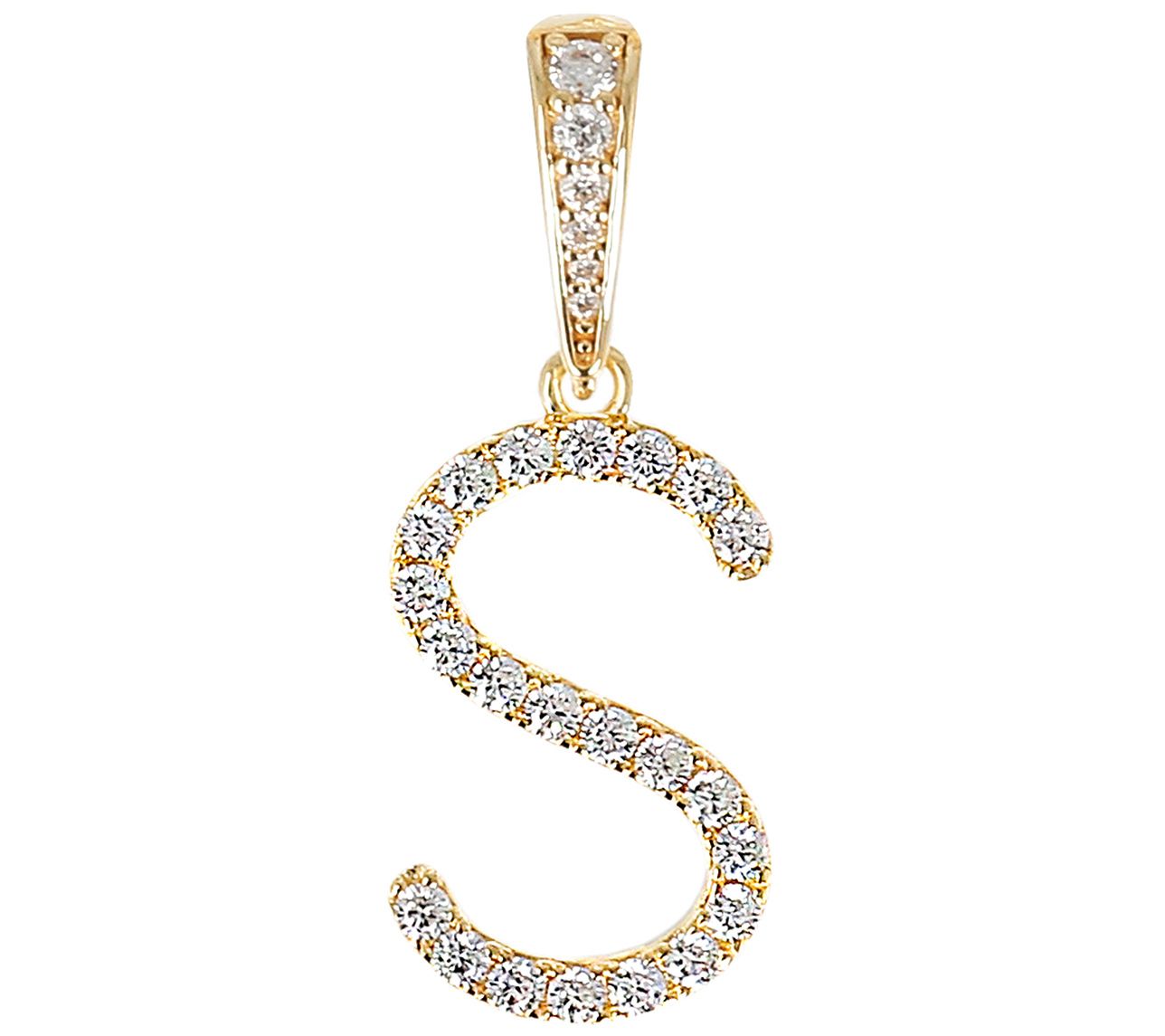 Diamonique Bold Initial Enhancer Pendant, 14K Gold Clad