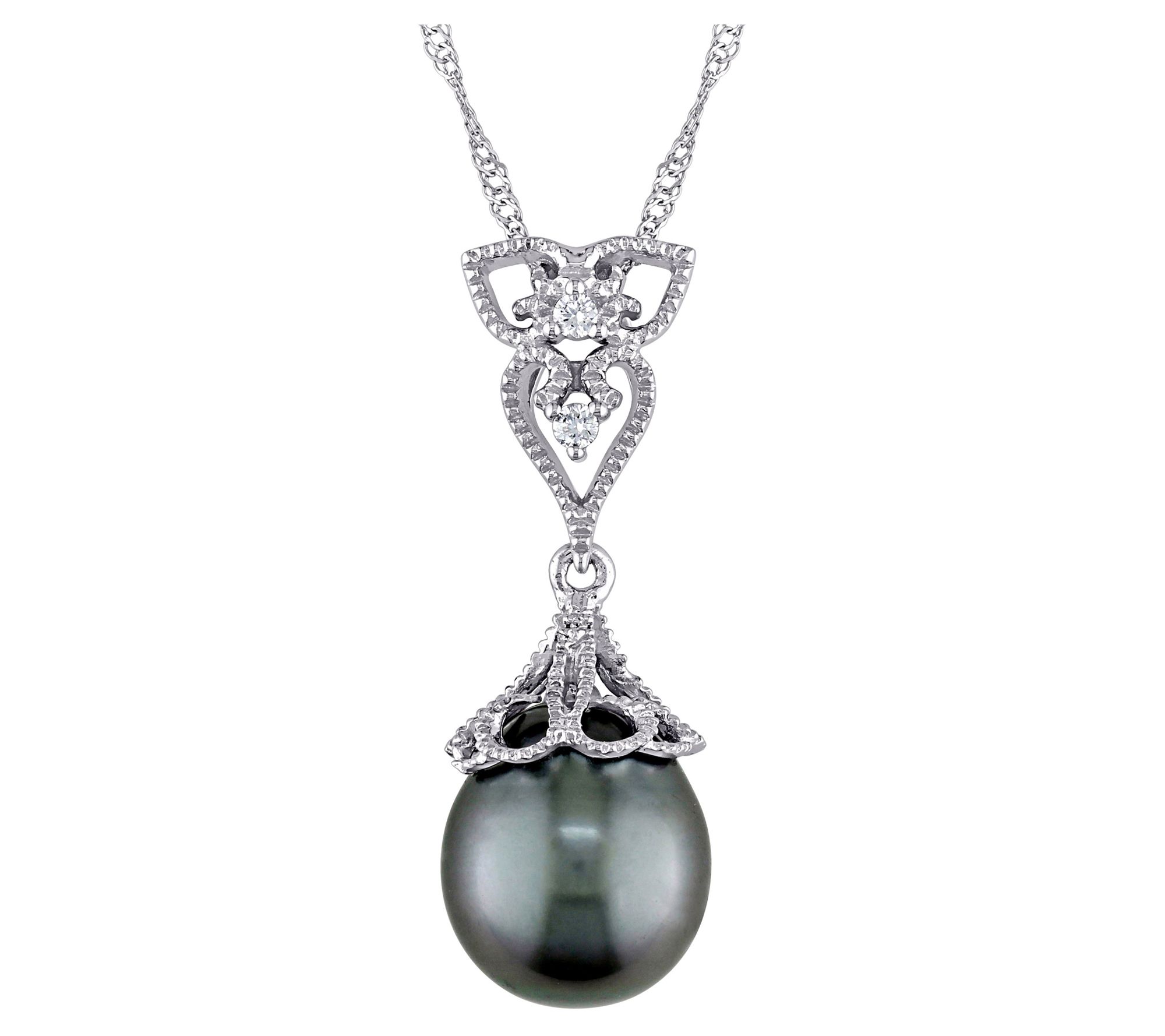 Affinity Cultured Pearl & Diamond Pendant w/ Chin, 14K Gold
