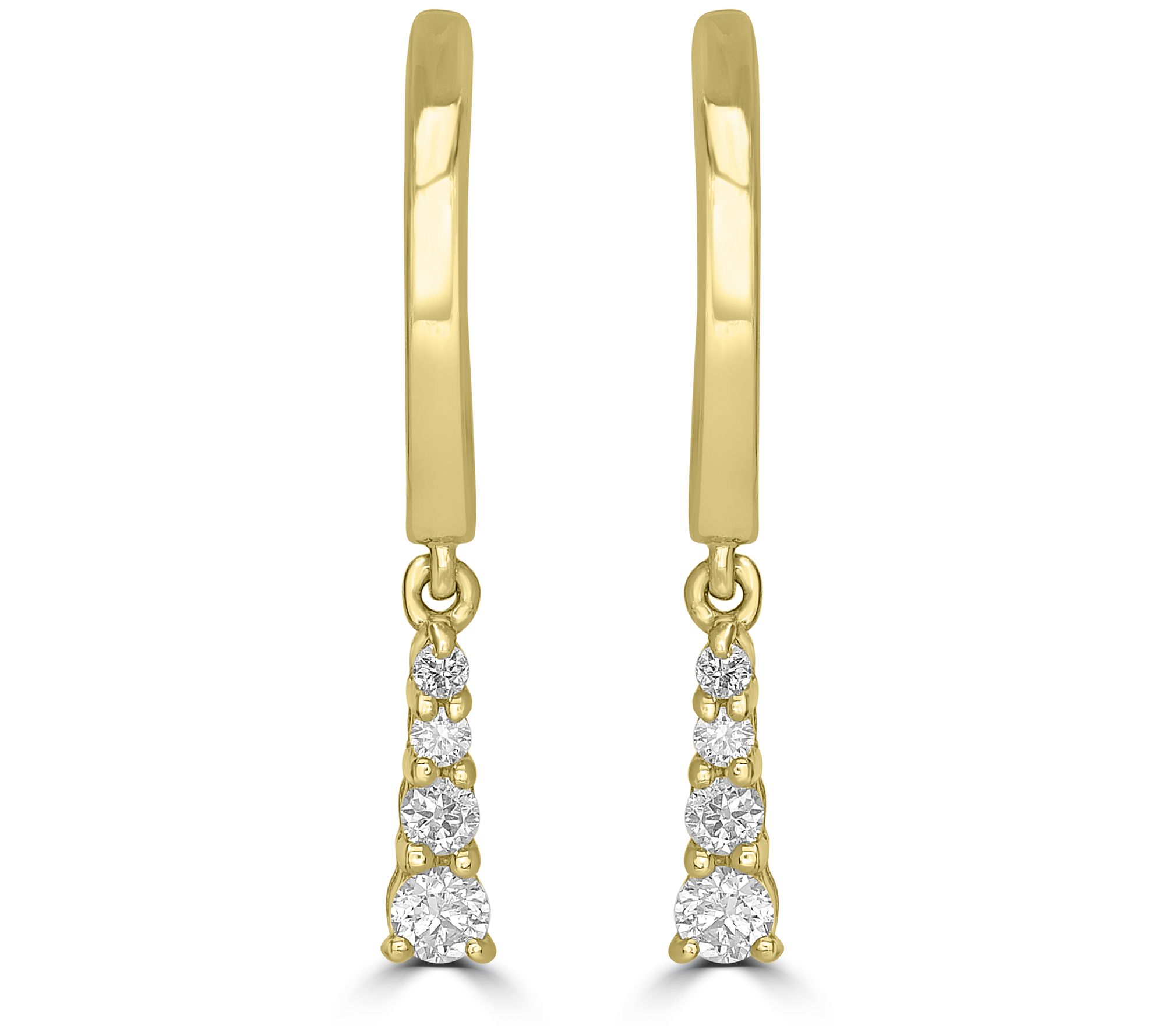 ByGOLDGIRL x QVC Diamond Drop Hoop Earrings, 14 K Gold