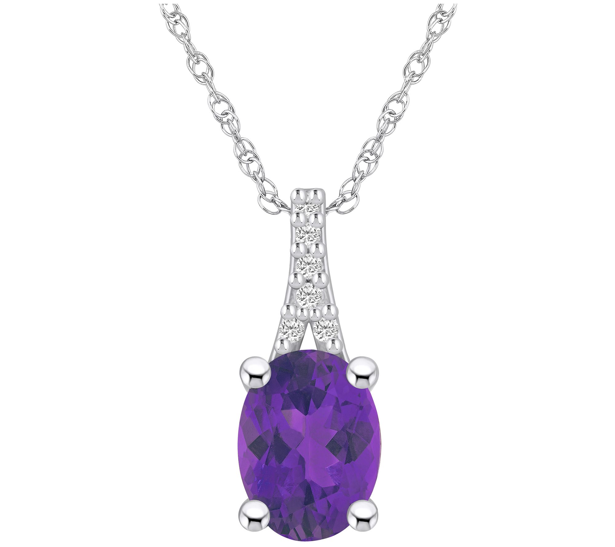 Affinity Gems Oval Gemstone & Diamond Pendant w/ Chain, 14K