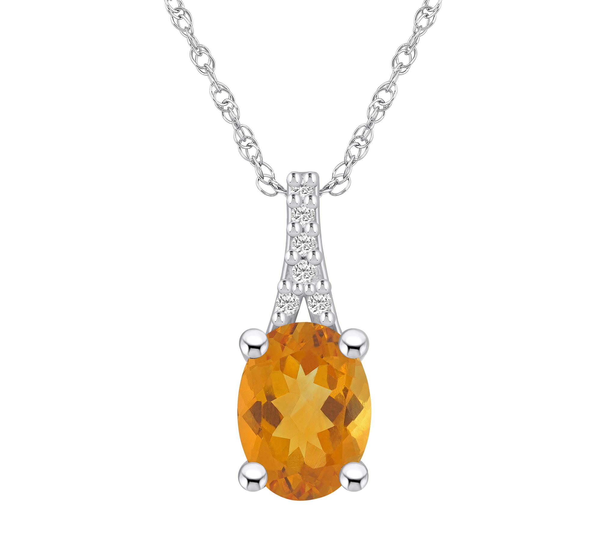 Affinity Gems Oval Gemstone & Diamond Pendant w/ Chain, 14K