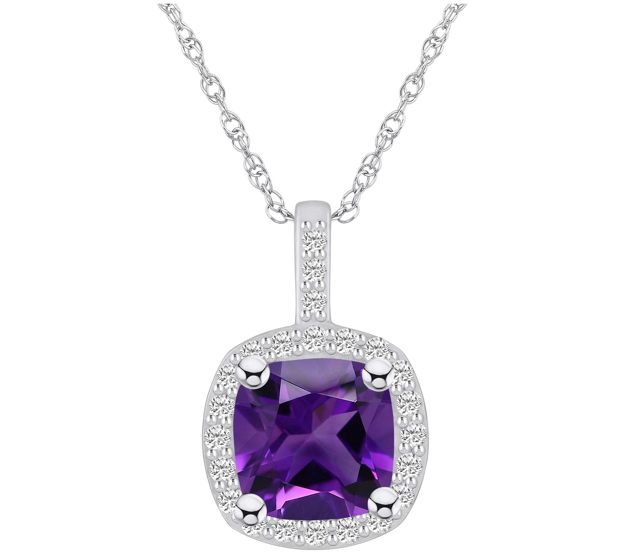 Affinity Gems Cushion Gemstone & Diamond Pendant w/ Chain, 14K