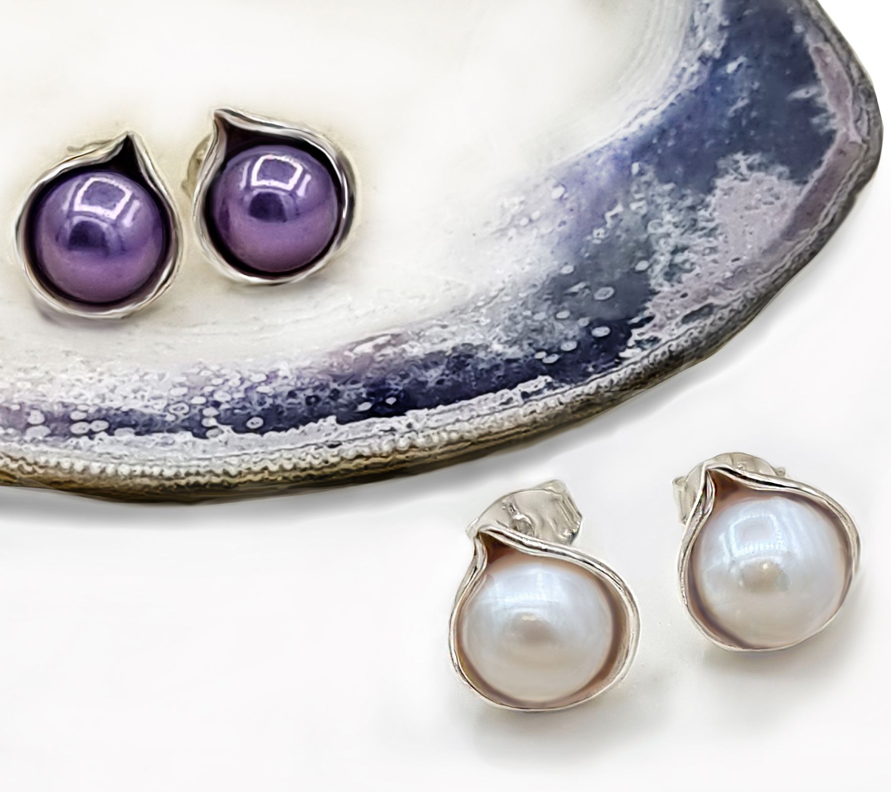 Hagit Sterling Silver Set of 2 Cultured Pearl E arrings