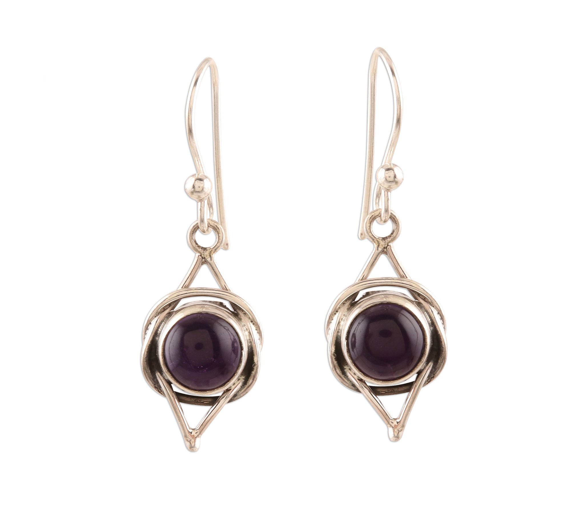 Novica Artisan-Crafted Sterling Geometric Amethyst Earrings