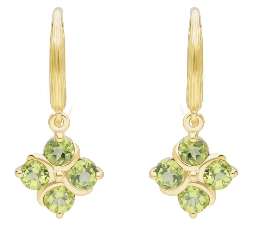 Ariva Sterling Silver Peridot Quartet Dangle Ea rrings