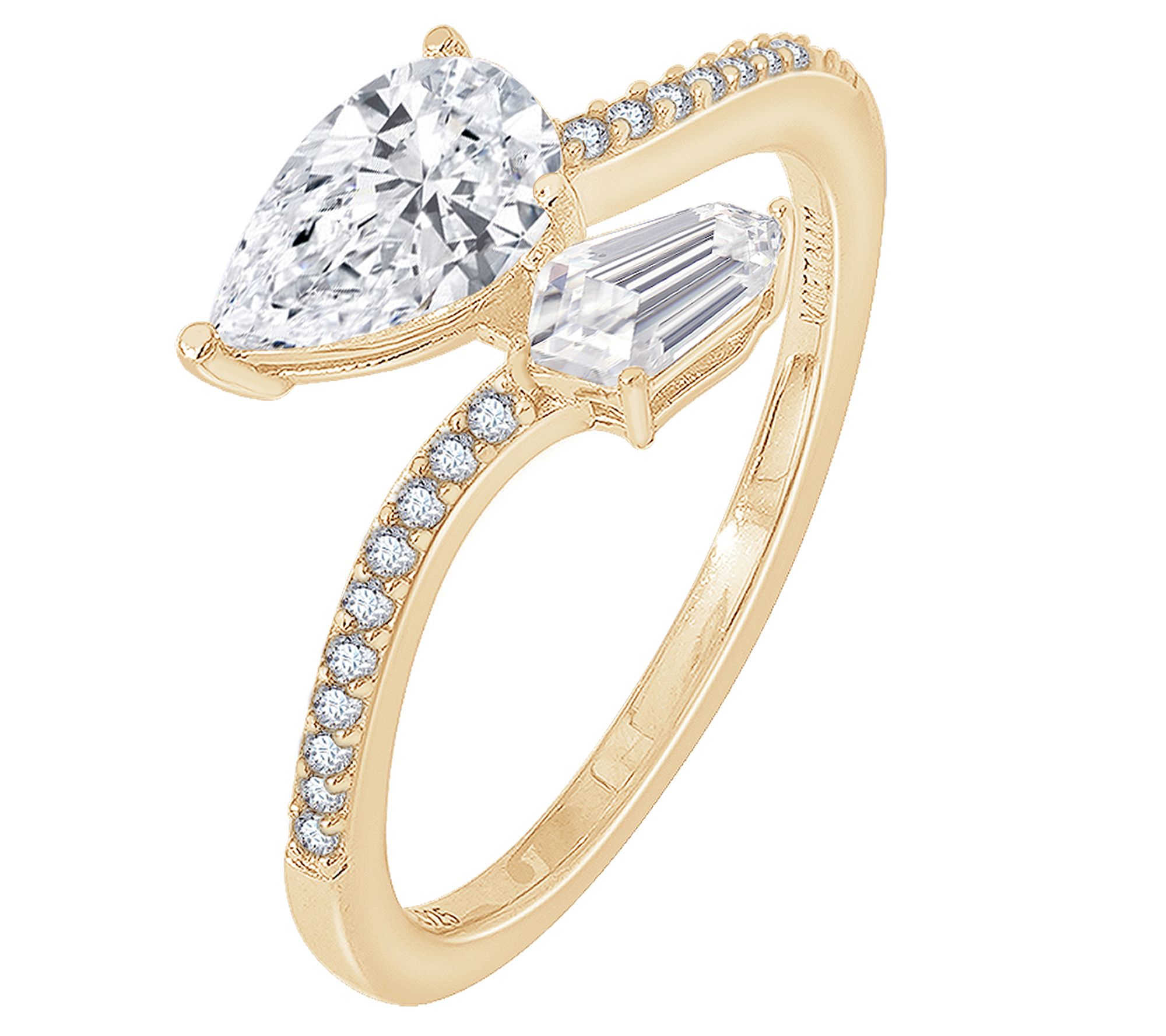 Diamonique 2.10 cttw Bypass Ring, Sterling Silver