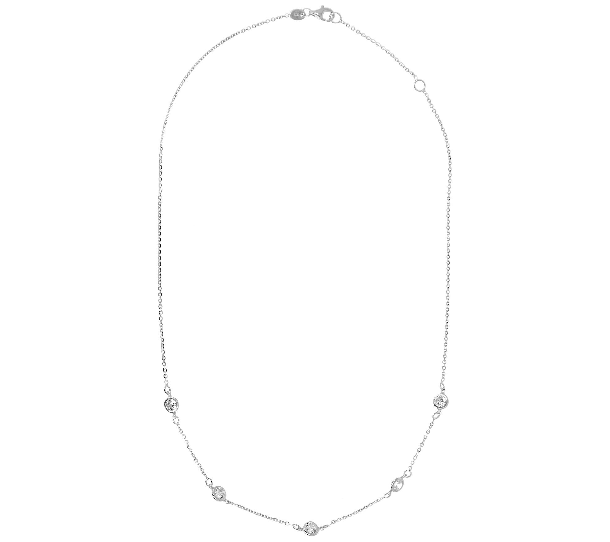 Diamonique 2.35 cttw Station Necklace, Sterling Silver