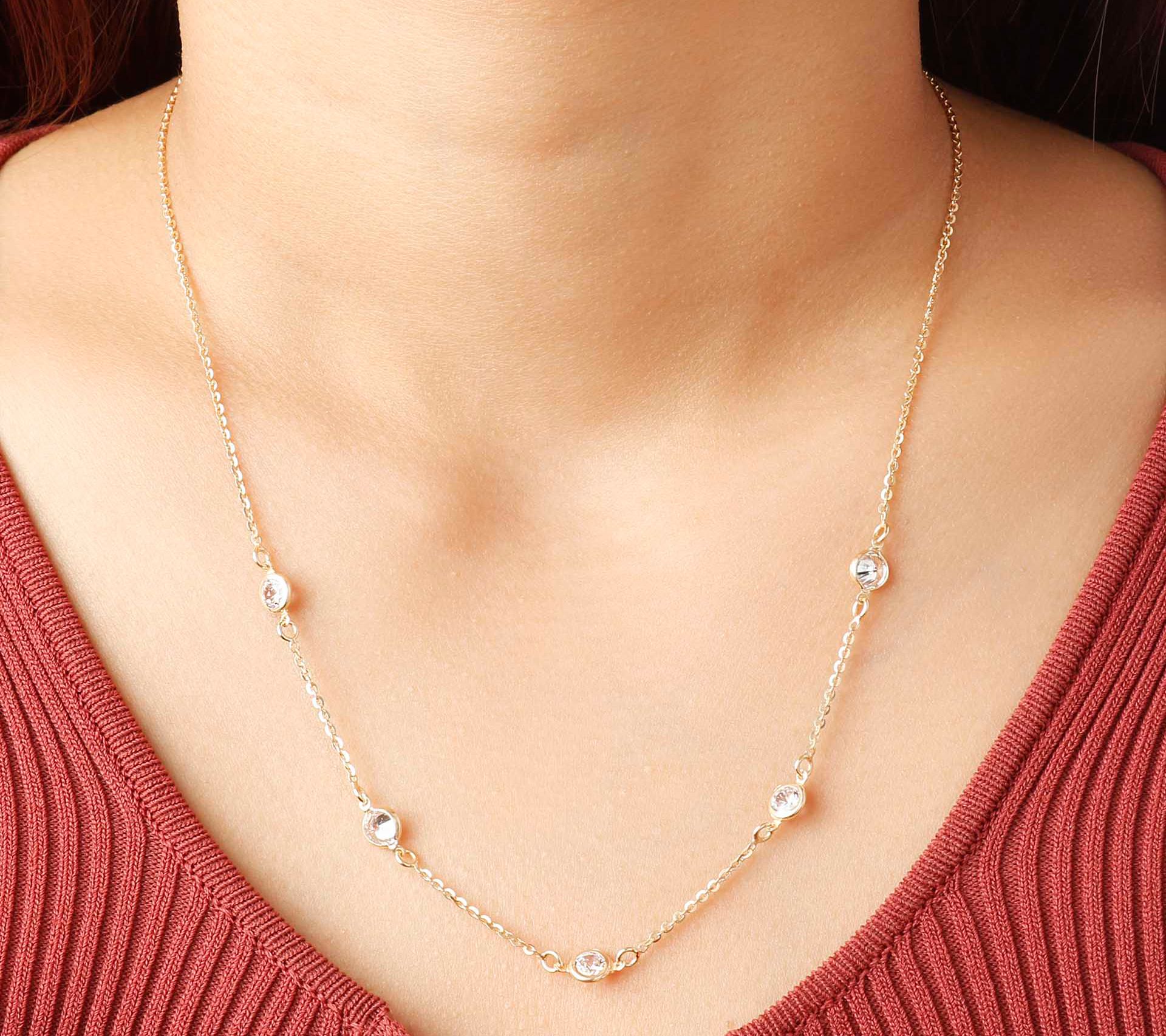 Diamonique 2.35 cttw Station Necklace, Sterling Silver