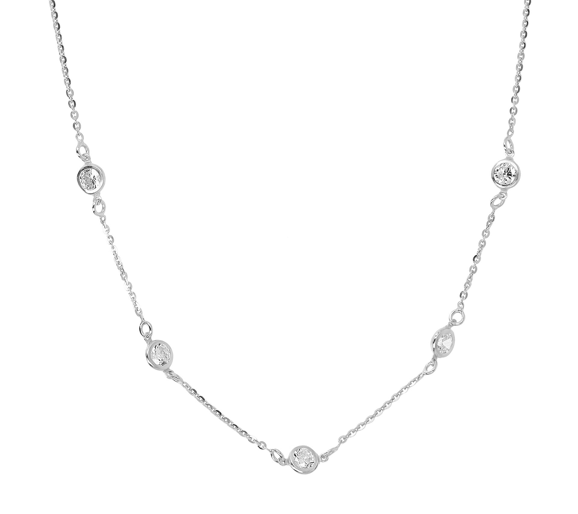 Diamonique 2.35 cttw Station Necklace, Sterling Silver