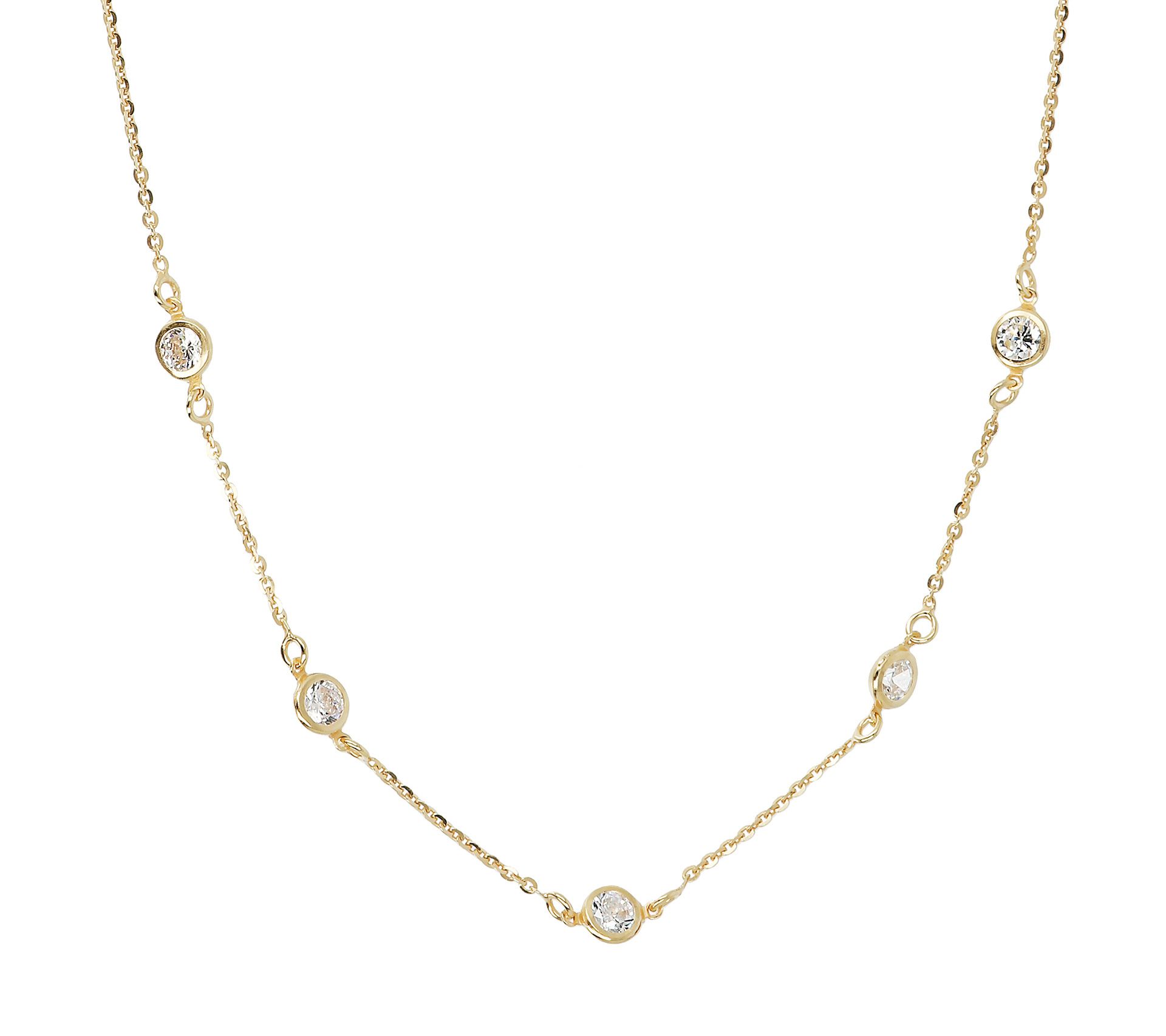 Diamonique 2.35 cttw Station Necklace, Sterling Silver