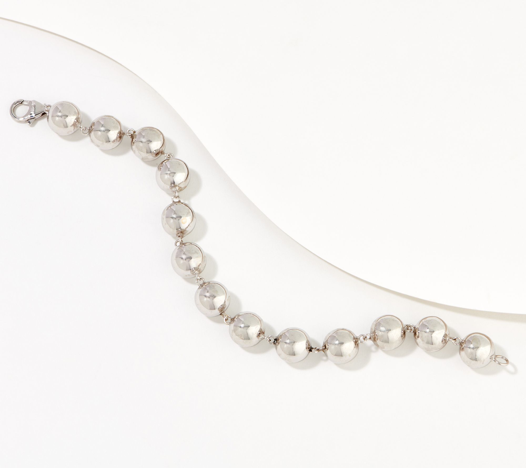 "As Is" Italian Silver Polished Bead Bracelet, Sterling, 15.0- 17.0g