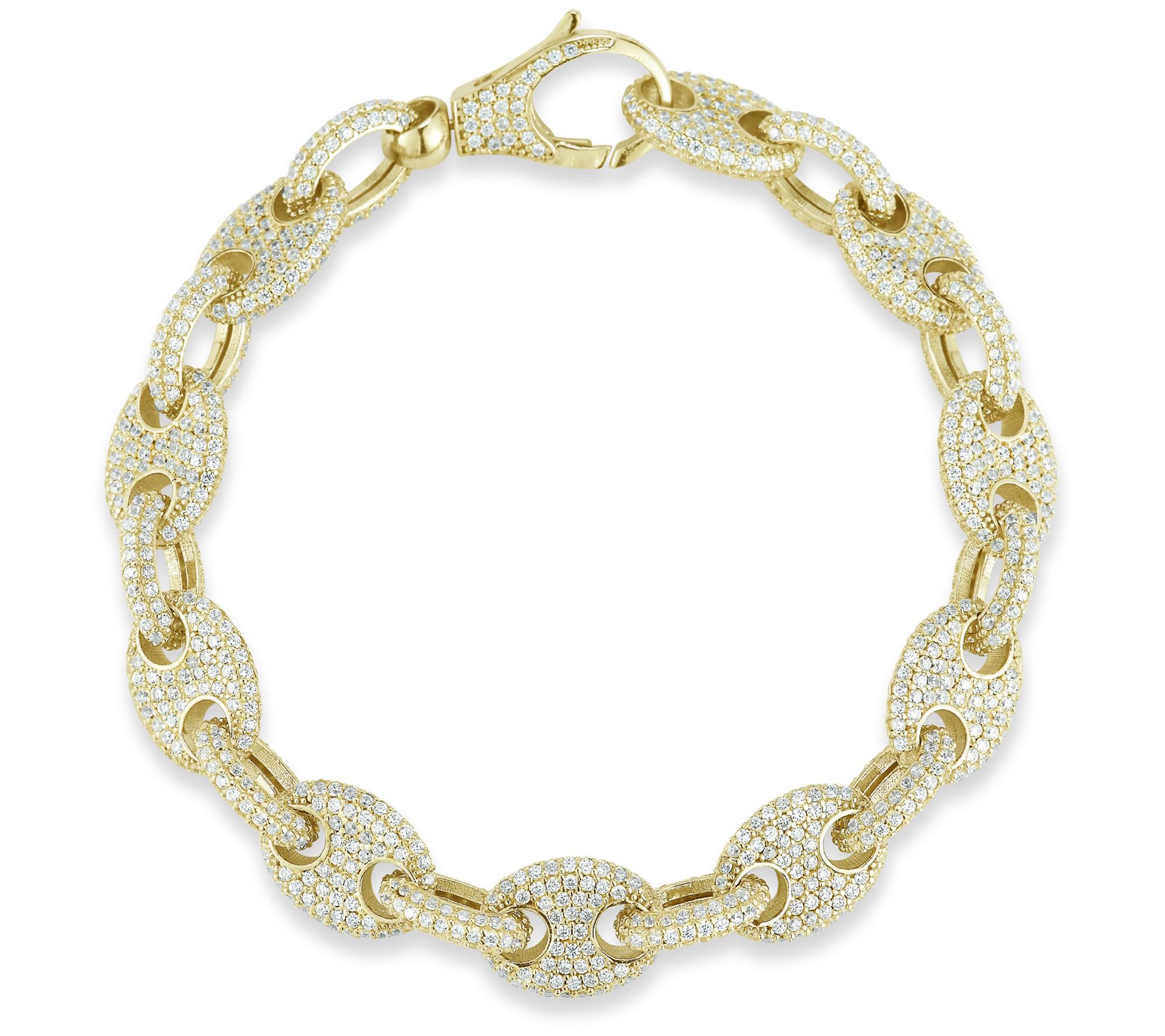 Sterlina Silver Pave Mariner Link Bracelet, Sterling