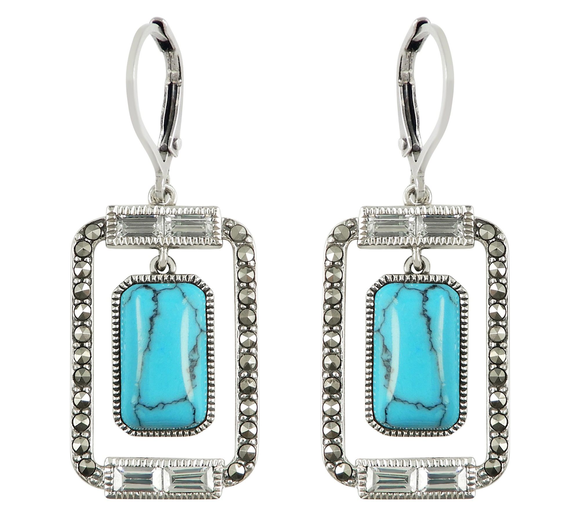 Suspicion Sterling Baguette Gemstone & Marcasite Earrings