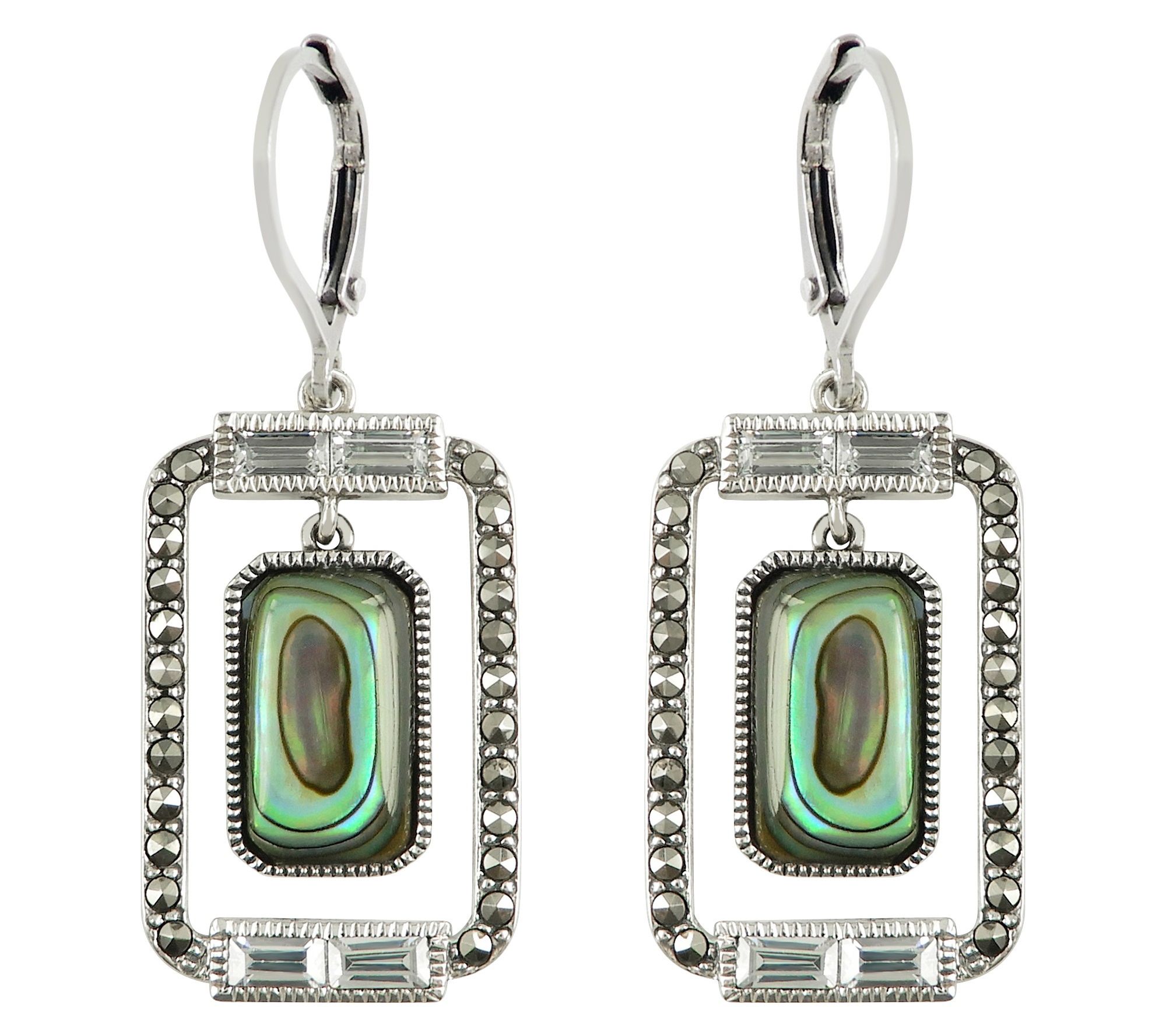 Suspicion Sterling Baguette Gemstone & Marcasite Earrings