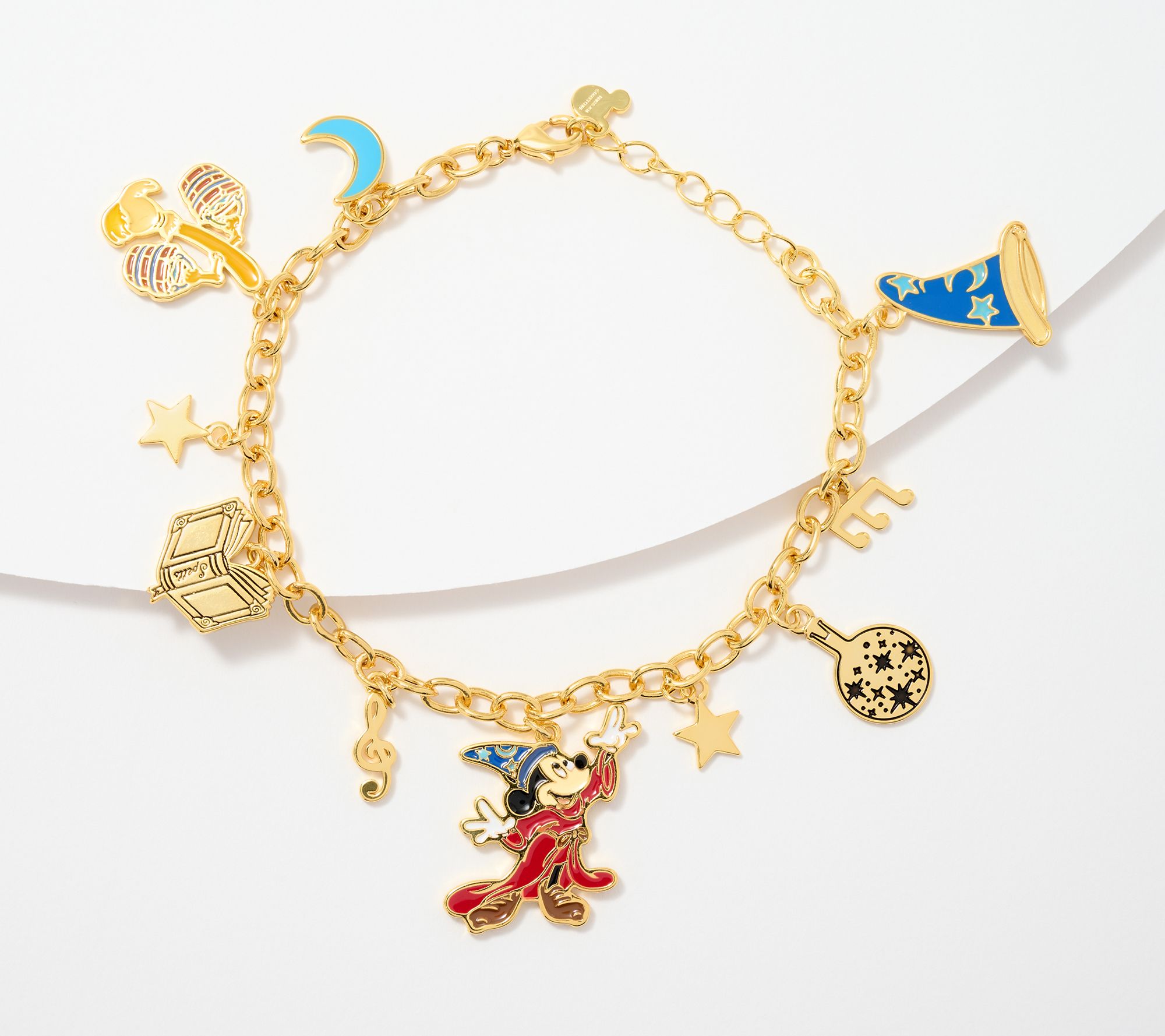 Diamonique's Disney Vault Moments Mickey Charm Bracelet, Brass 