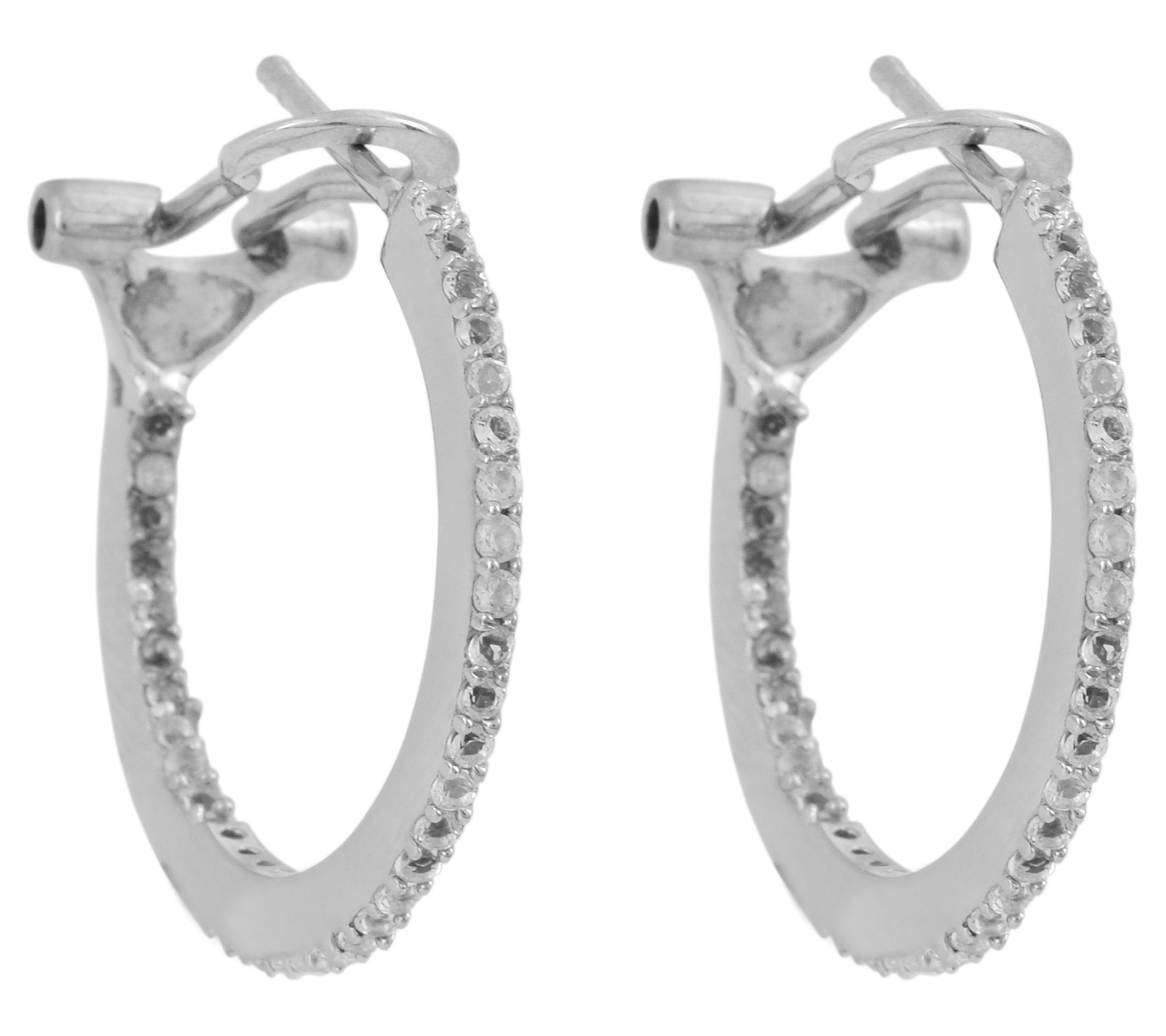 Affinity Gems White Topaz Hoop Earrings, Sterling Silver
