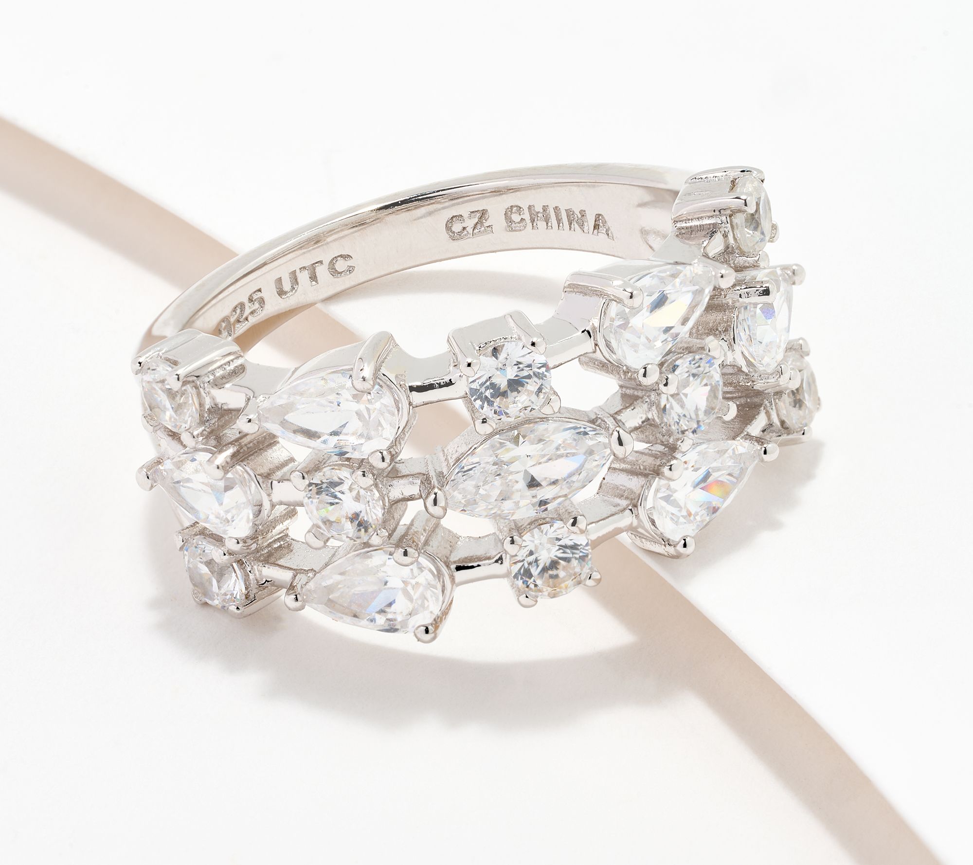 Diamonique x Kathy Levine Riviera Multi-Row Ring, Sterling Silver