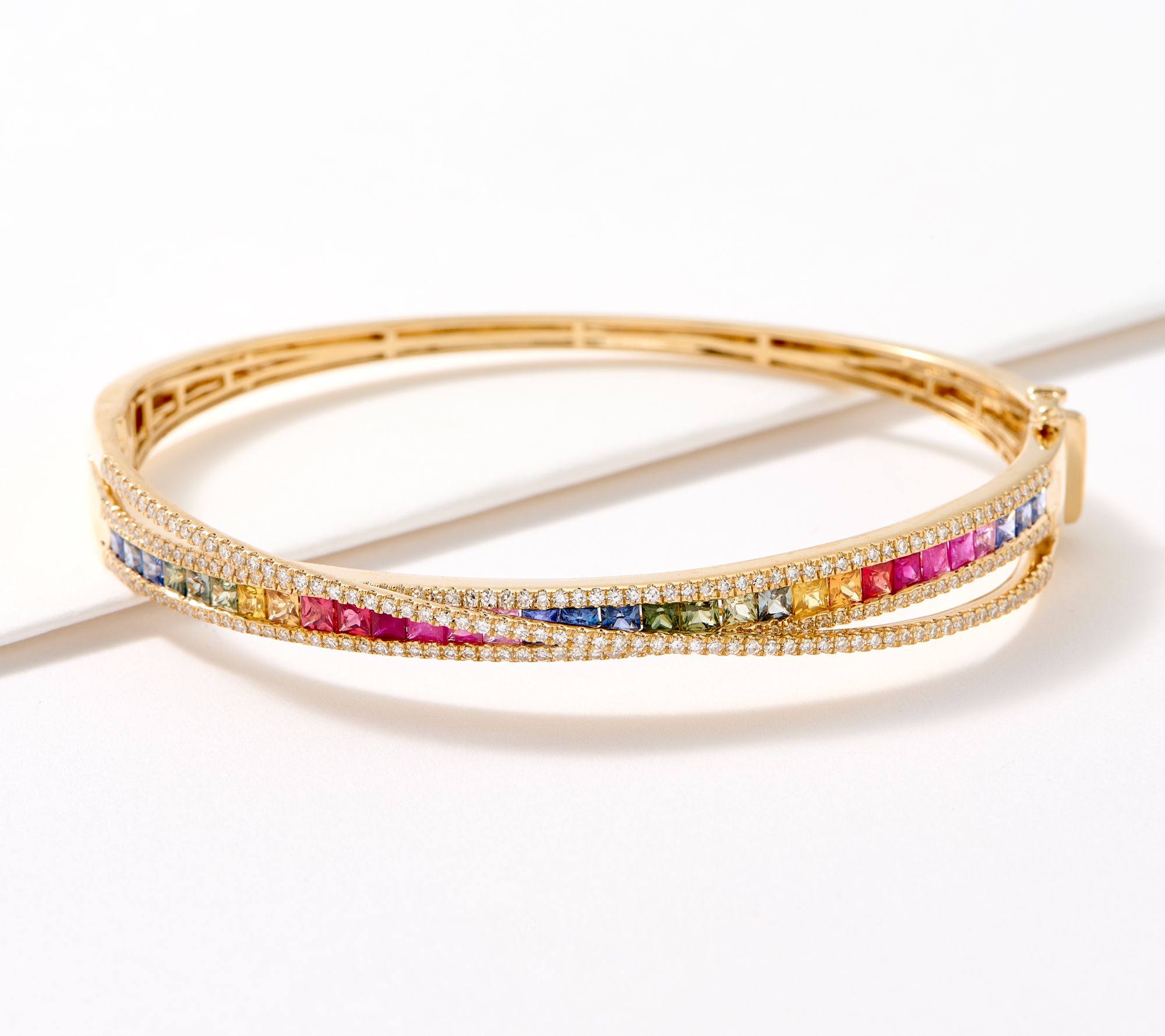 As Is Effy Watercolors 14K MultiSapphire Gem & DiamondBangle