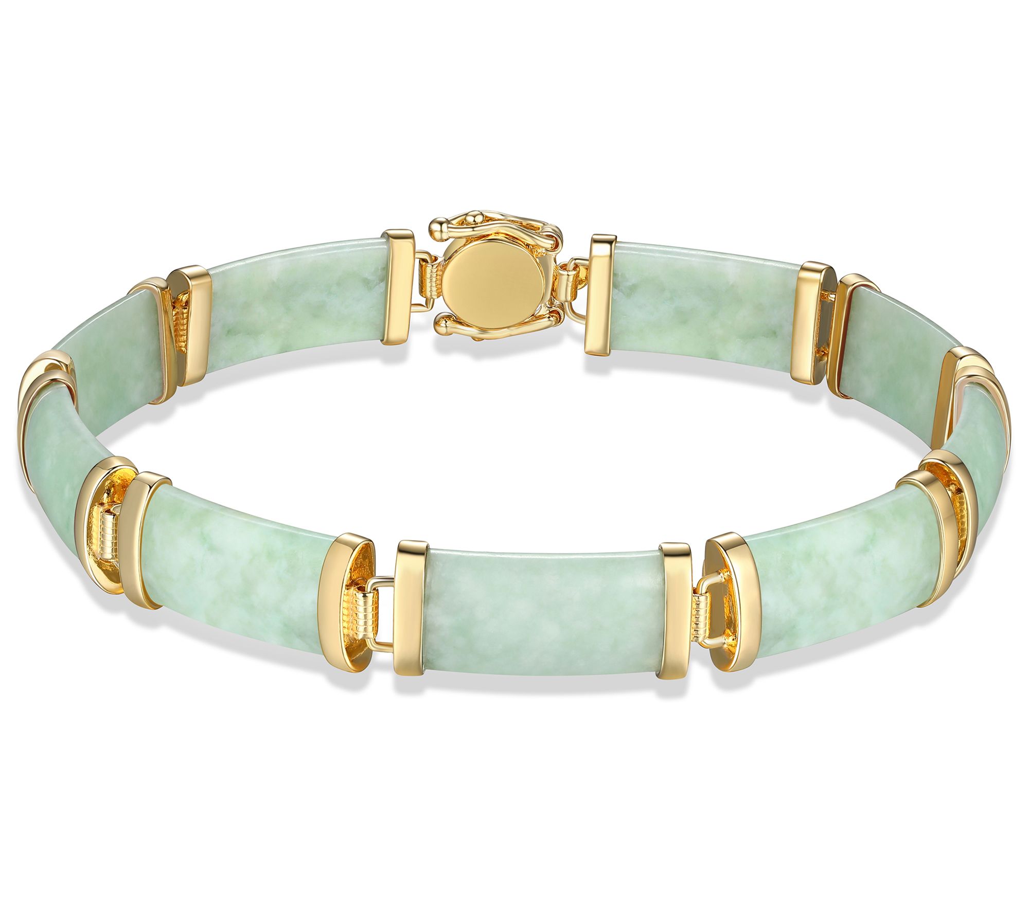 18K Gold Plated Jade Quartz Link Bracelet with Hook Clasp - Sweet