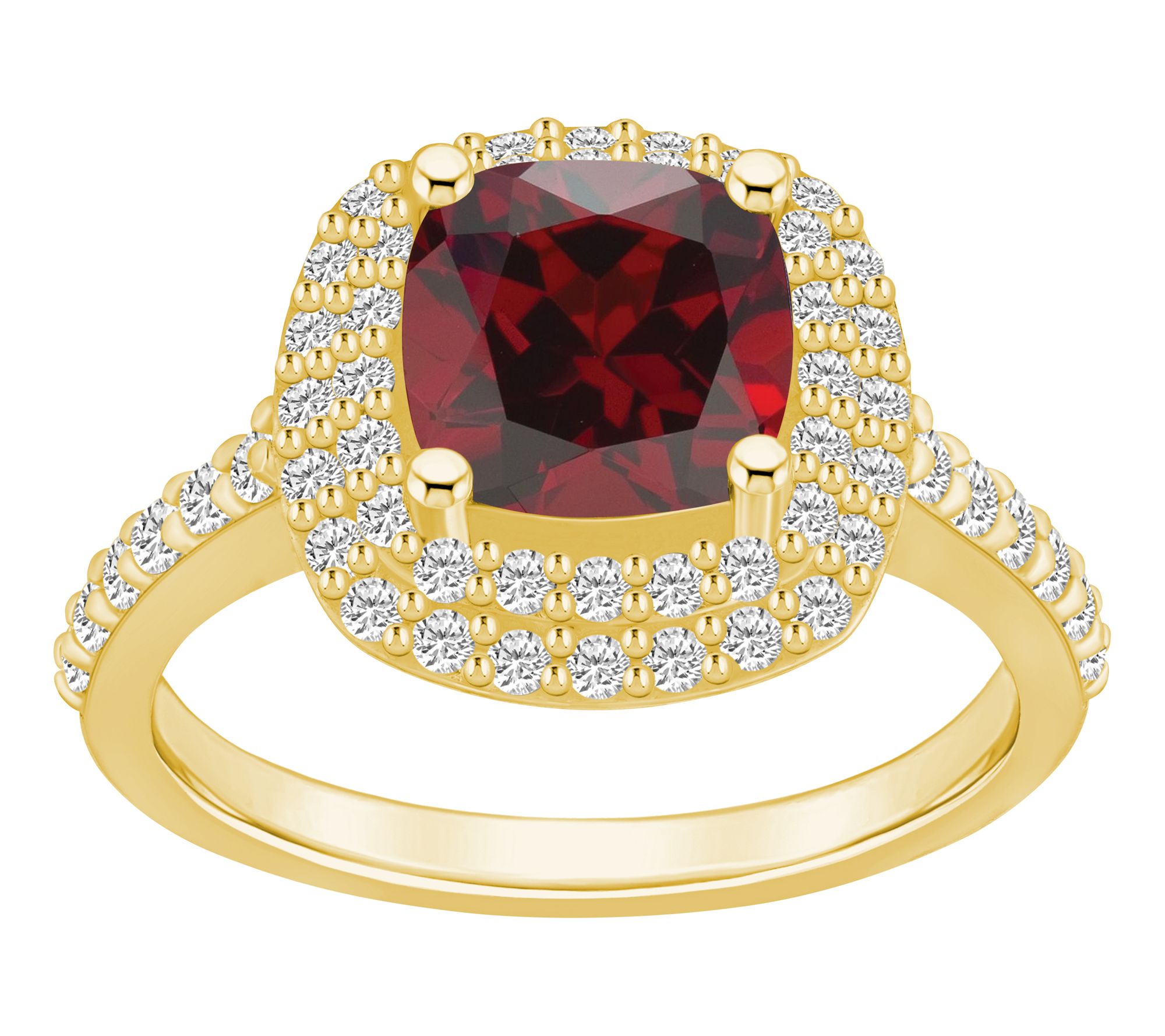 Affinity Gems Cushion Gemstone & Double DiamondHalo Ring, 14K