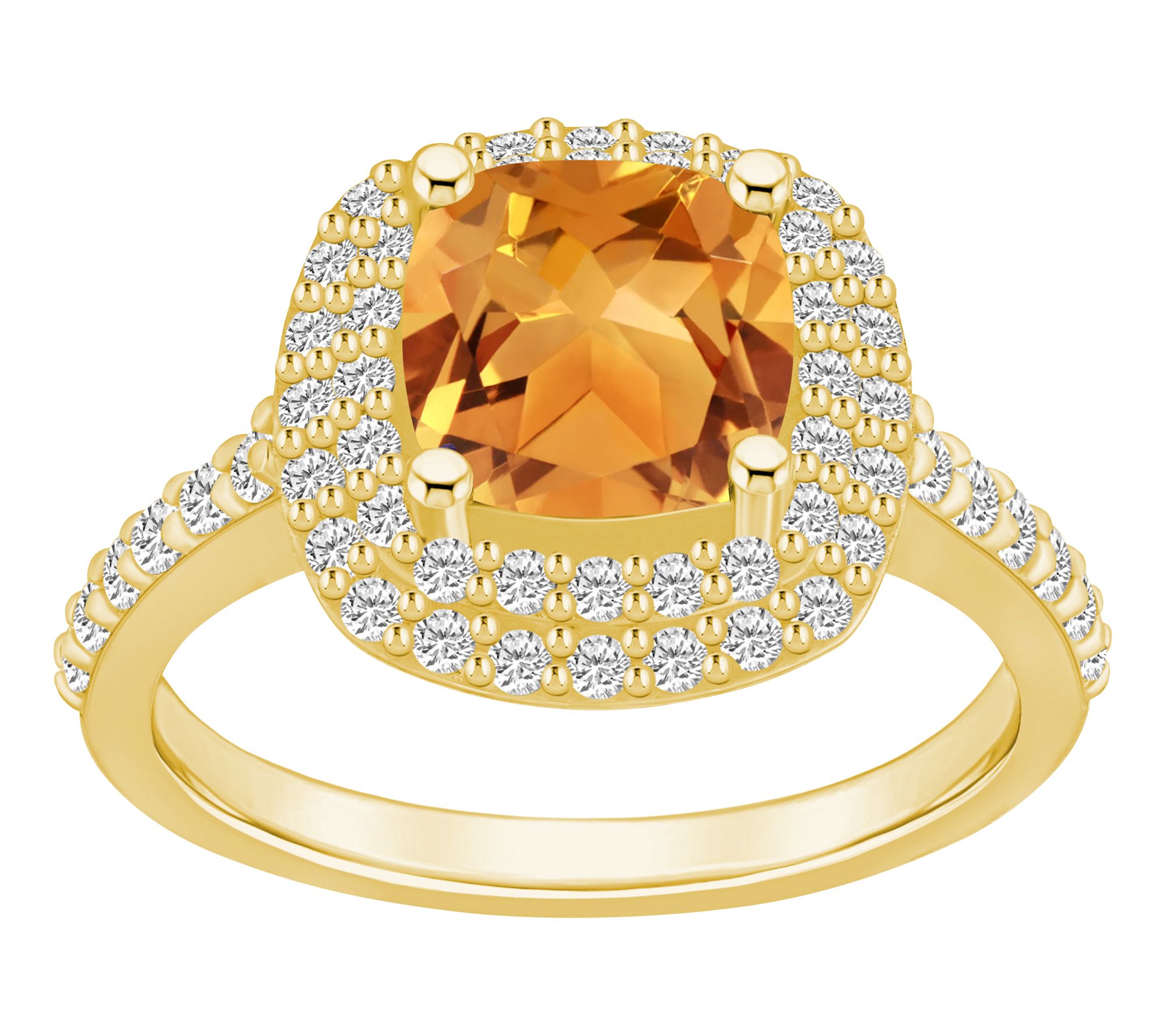 Affinity Gems Cushion Gemstone & Double DiamondHalo Ring, 14K