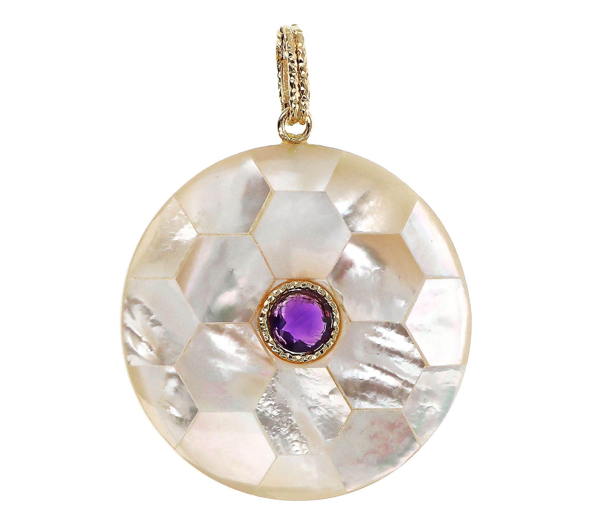 Italian Gold Gemstone Mosaic Pendant, 14K