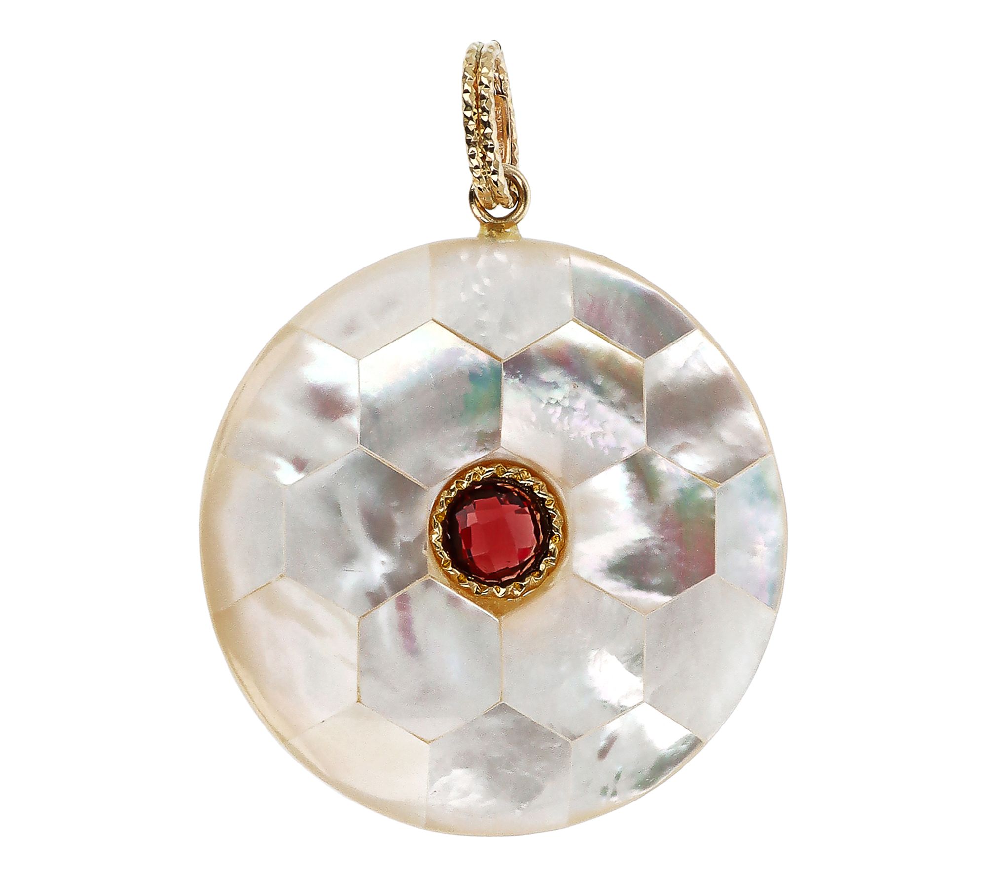 Italian Gold Gemstone Mosaic Pendant, 14K