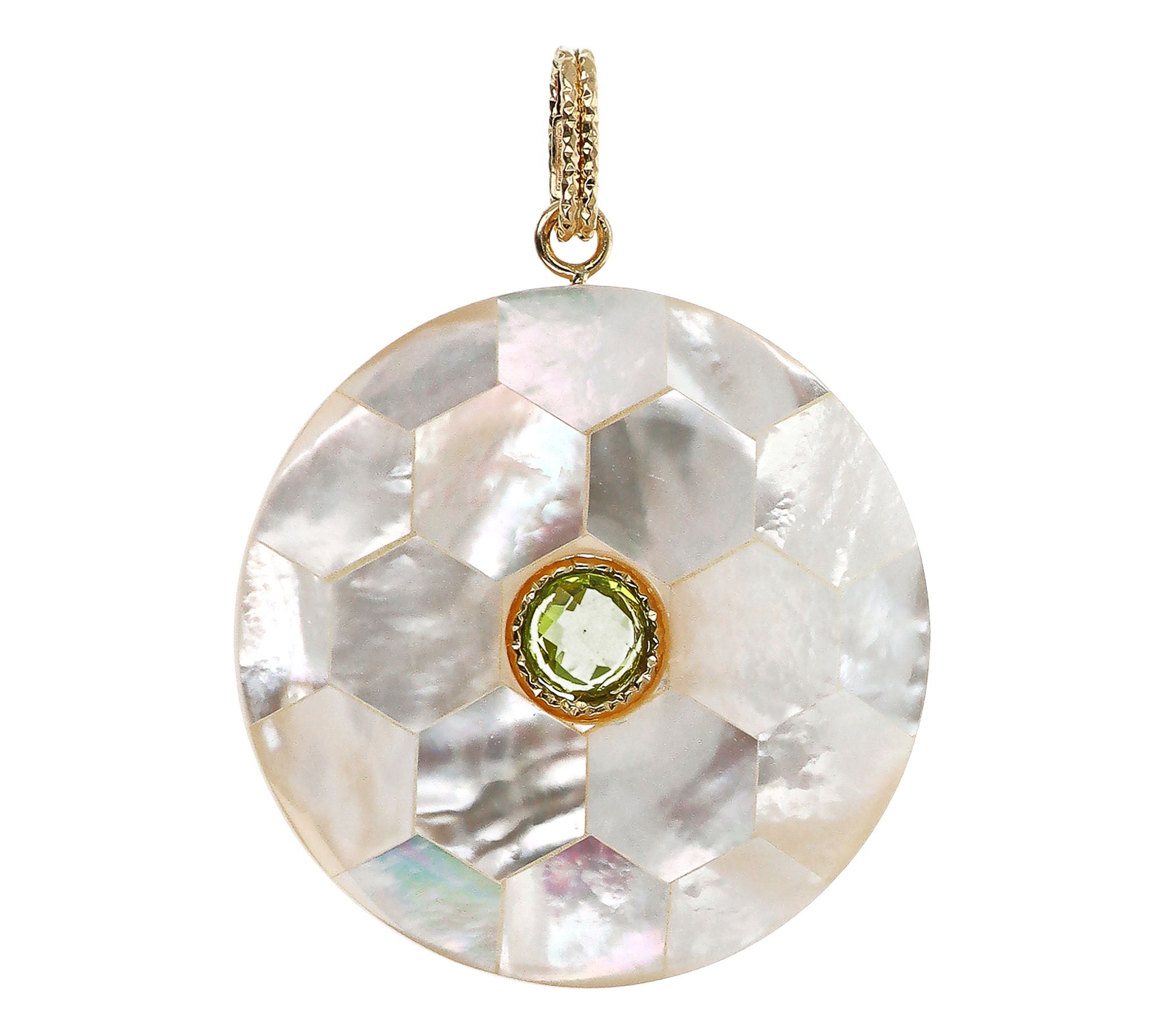 Italian Gold Gemstone Mosaic Pendant, 14K