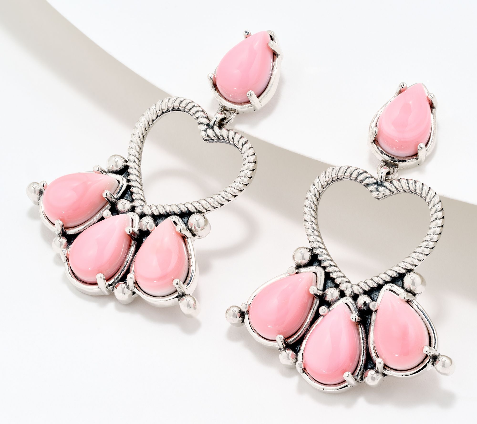 American West Sterling Silver & Gemstone Rope Heart Earrings