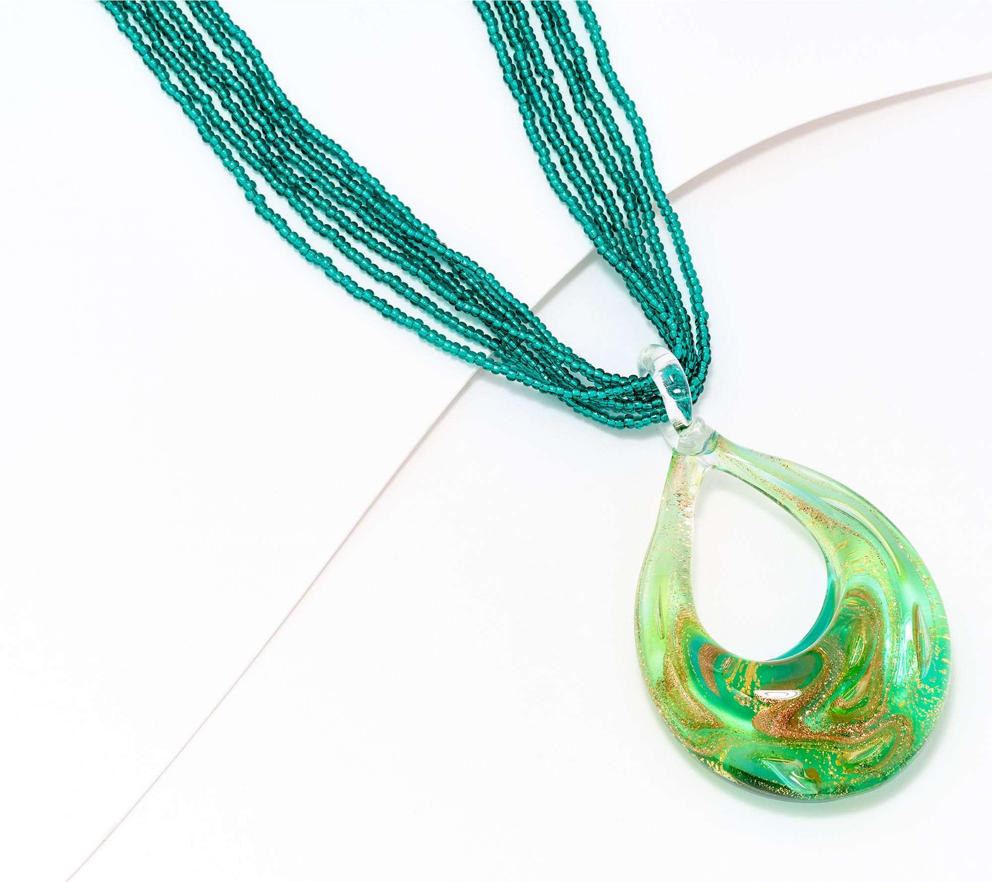 David Markstein Murano Glass Pendant with Multi-Strand Necklace