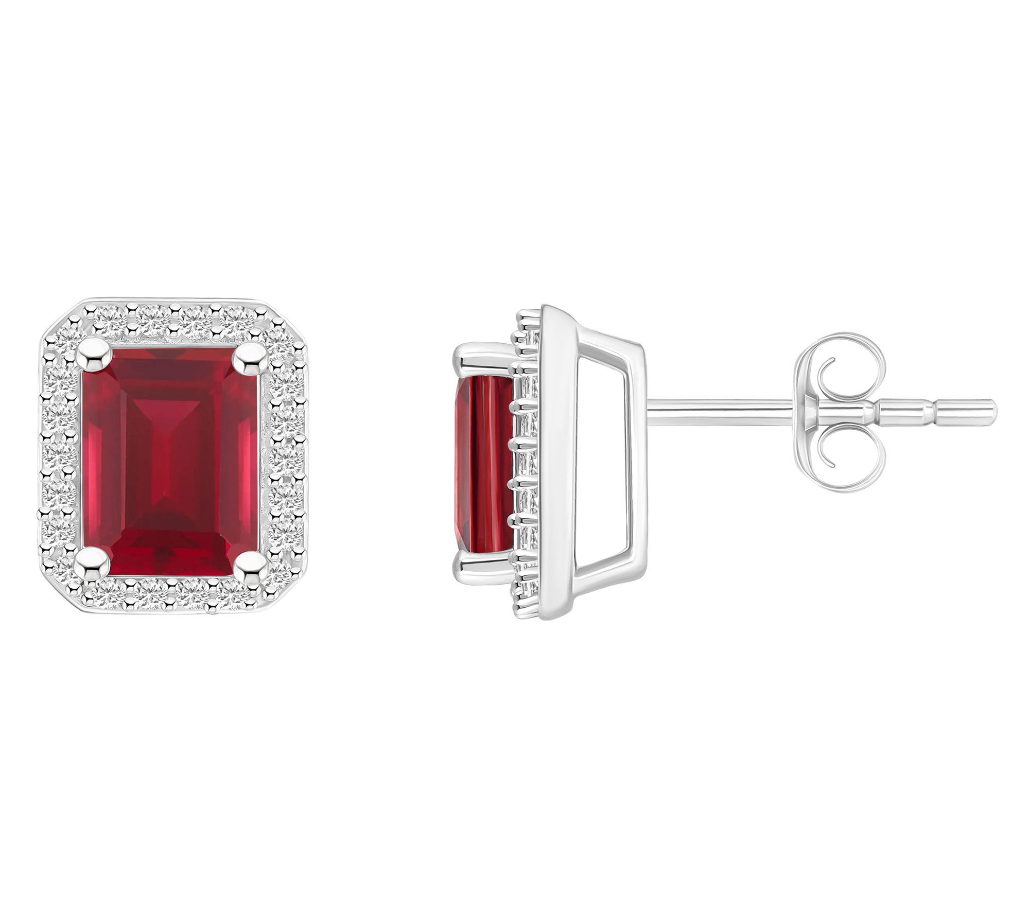 Affinity Gems Emerald Cut Created Gemstone HaloEarrings, 10K