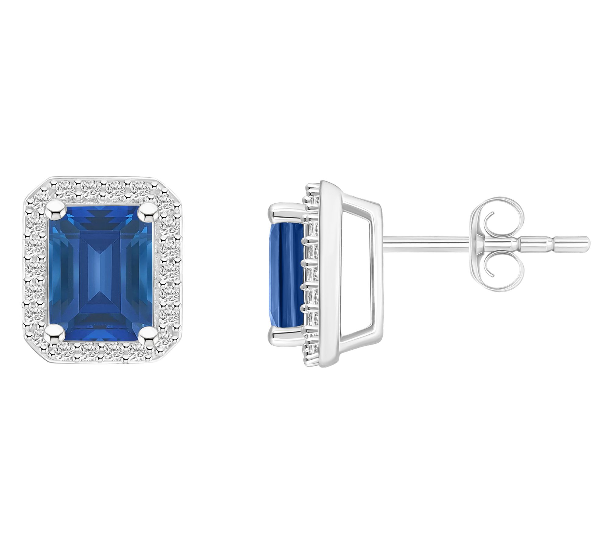 Affinity Gems Emerald Cut Created Gemstone HaloEarrings, 10K